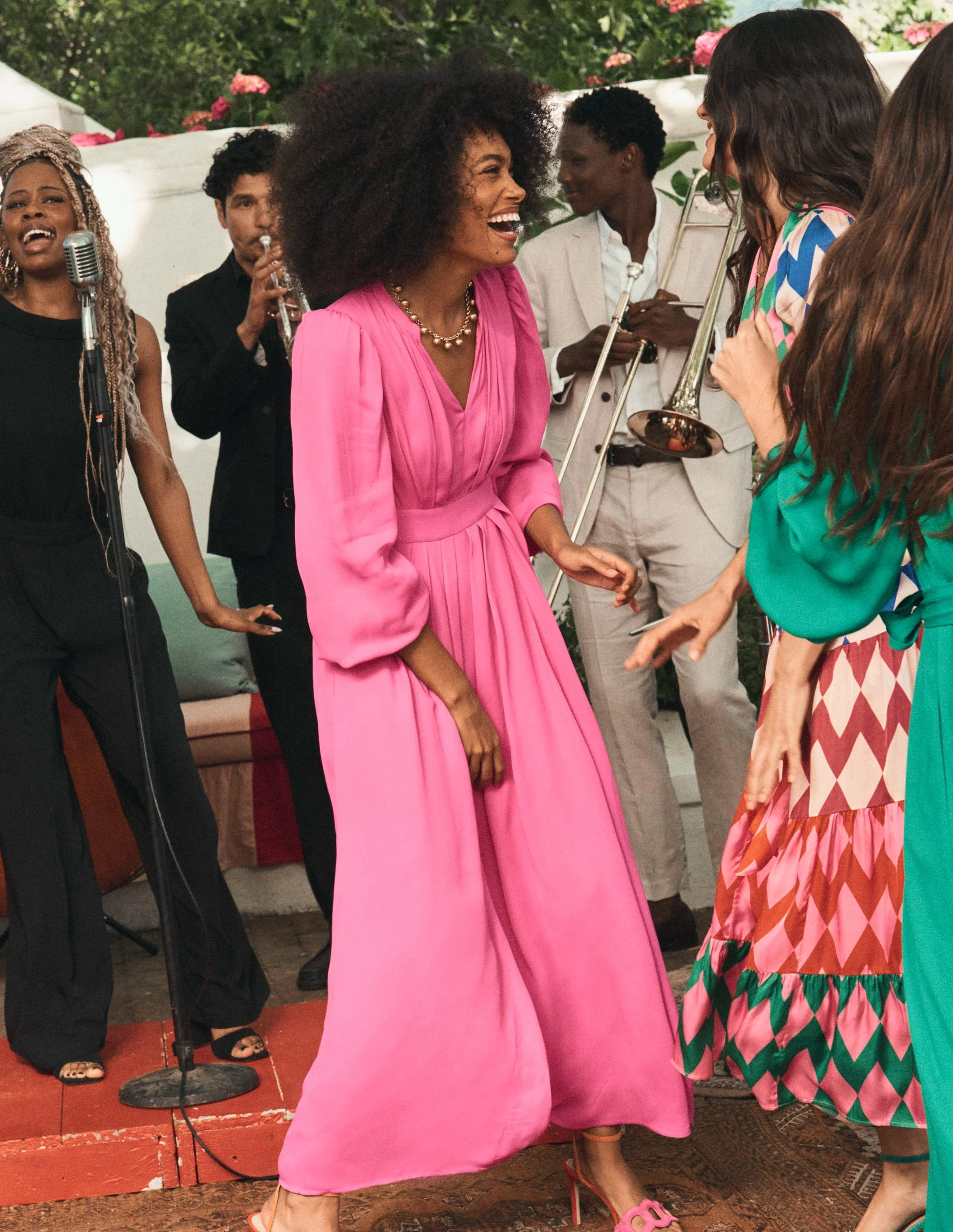 Pleat Detail Blouson Dress-Cosmos Pink - Image 5