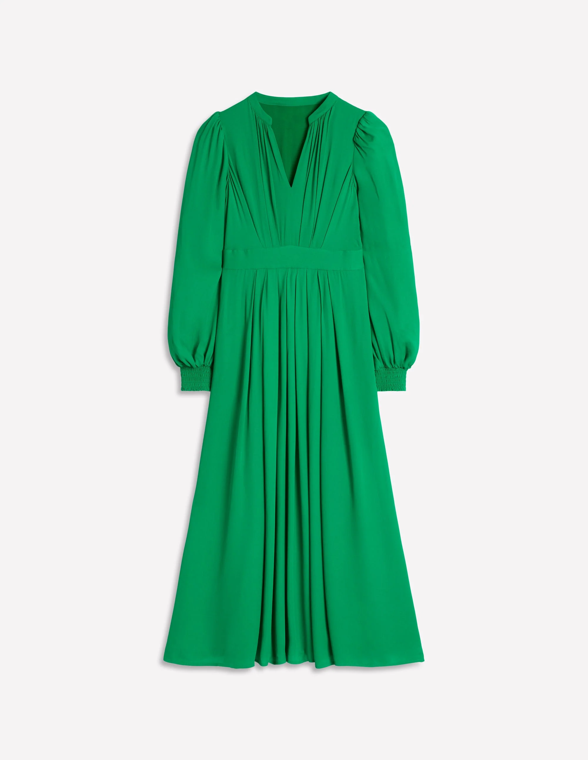 Pleat Detail Blouson Dress-Rich Emerald - Image 5