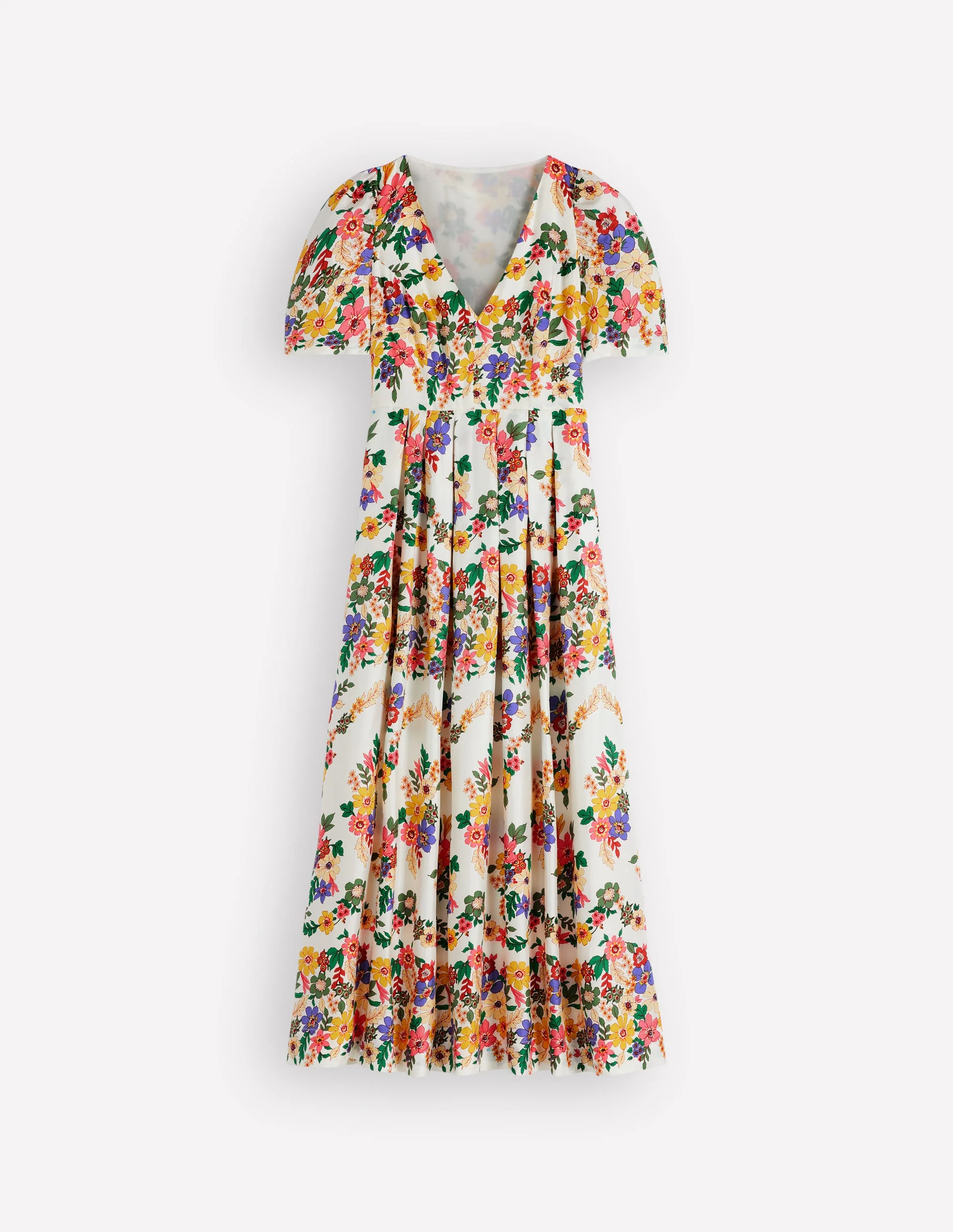 Pleat V-neck Dress-Multi Meadow Flowers - Image 7