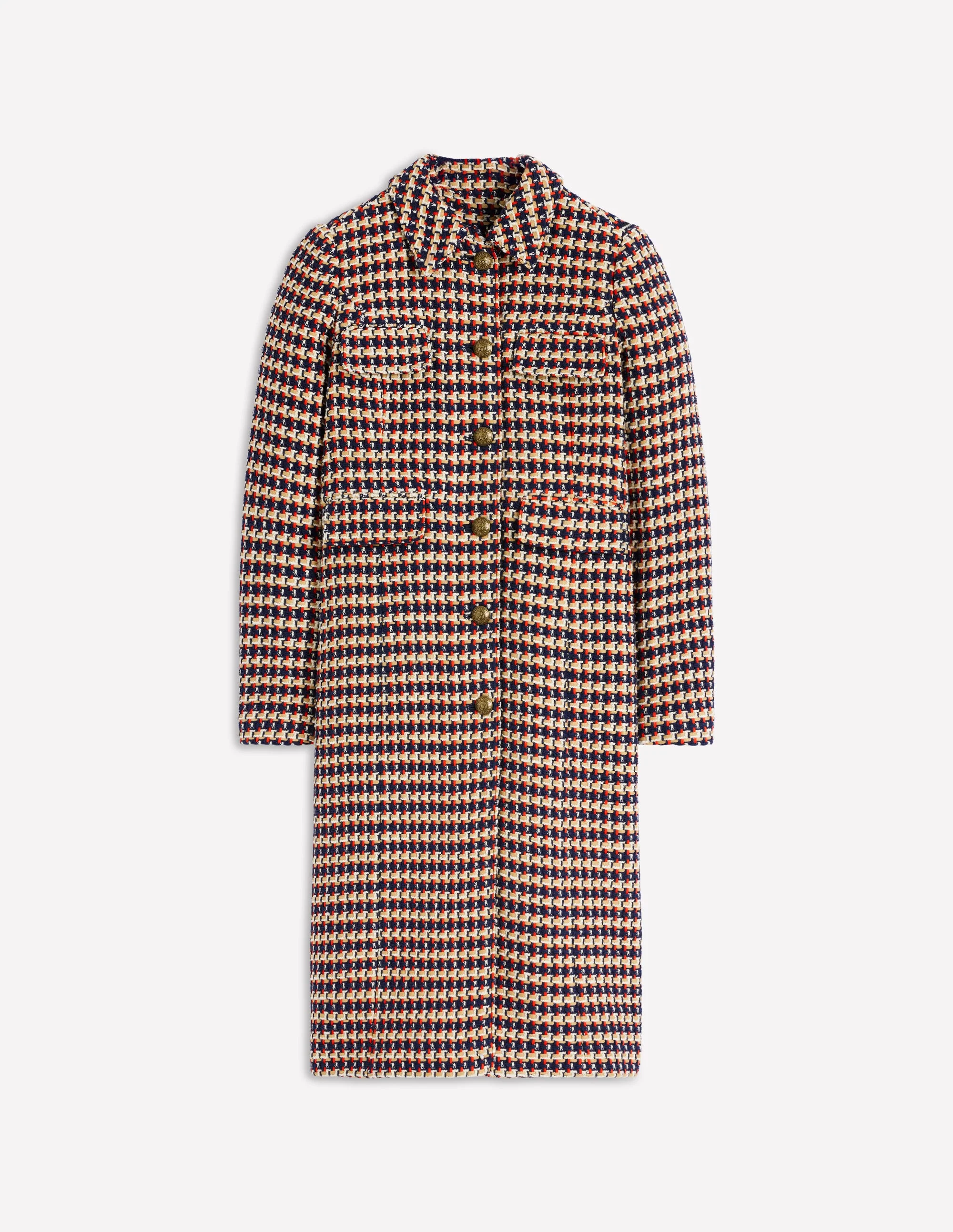 Pocket Detail Coat-Camel, Navy Red - Image 6