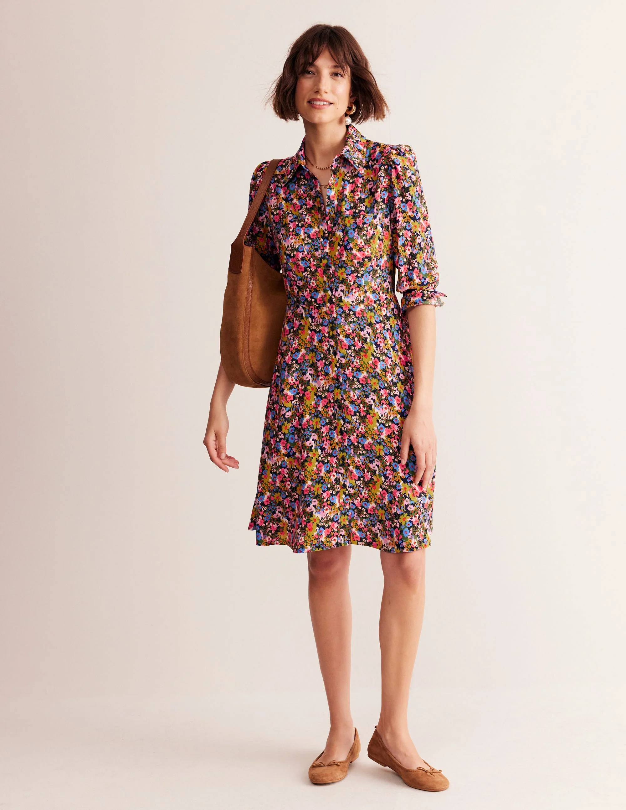 Pocket Detail Shirt Dress-Kale, Meadow Pop - Image 4