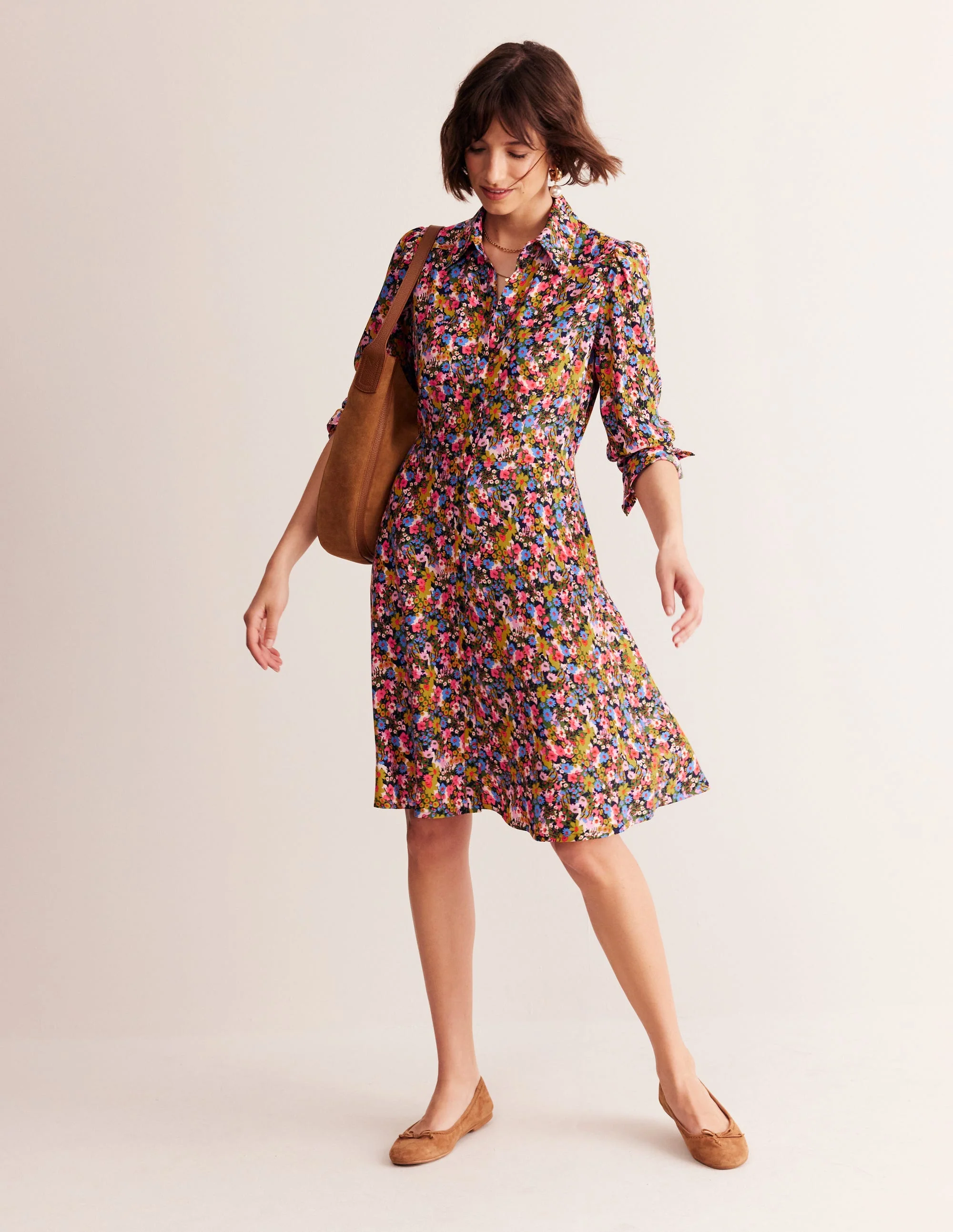Pocket Detail Shirt Dress-Kale, Meadow Pop - Image 5