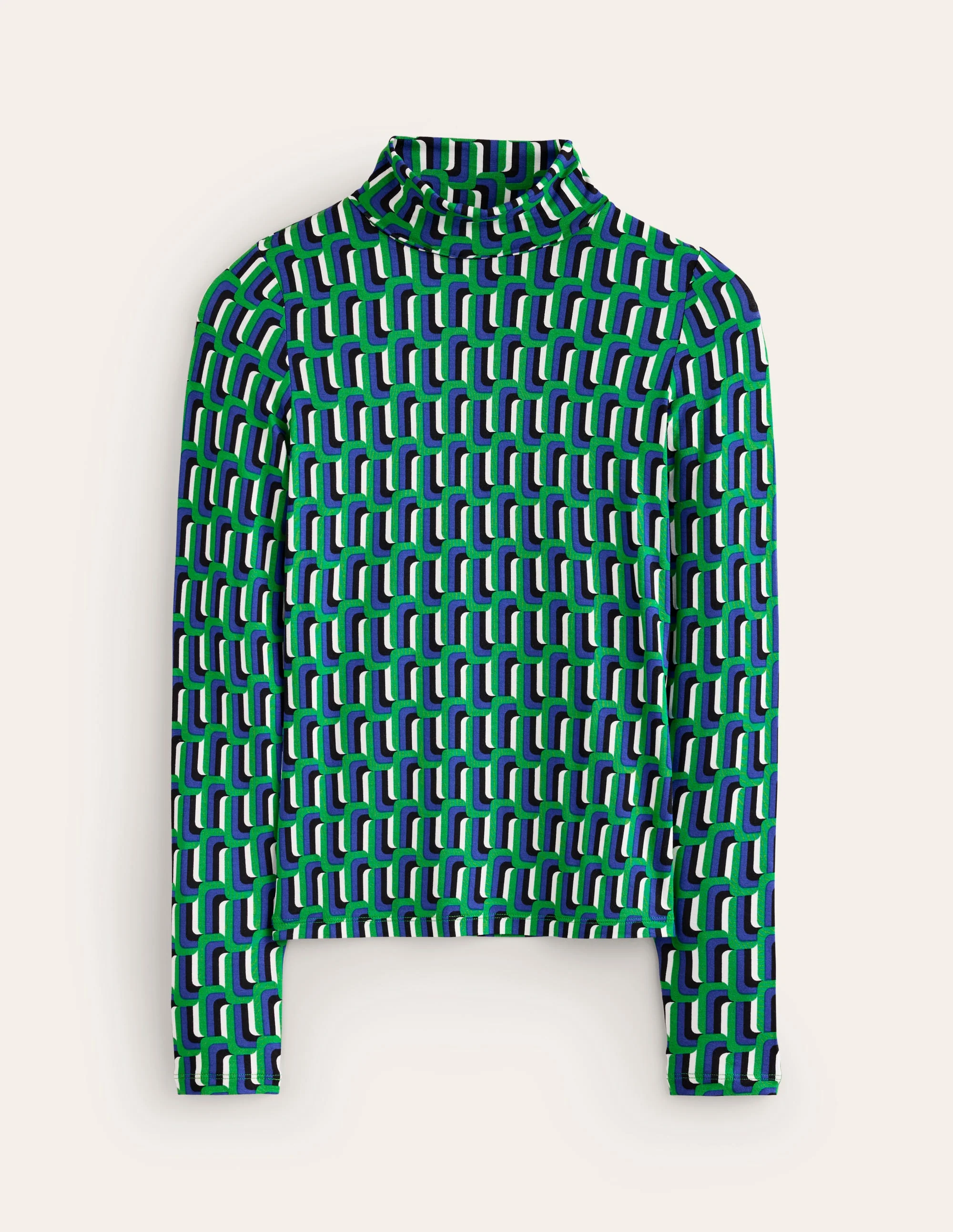 Polly Jersey Top-Green and Blue, Falling Geo - Image 5