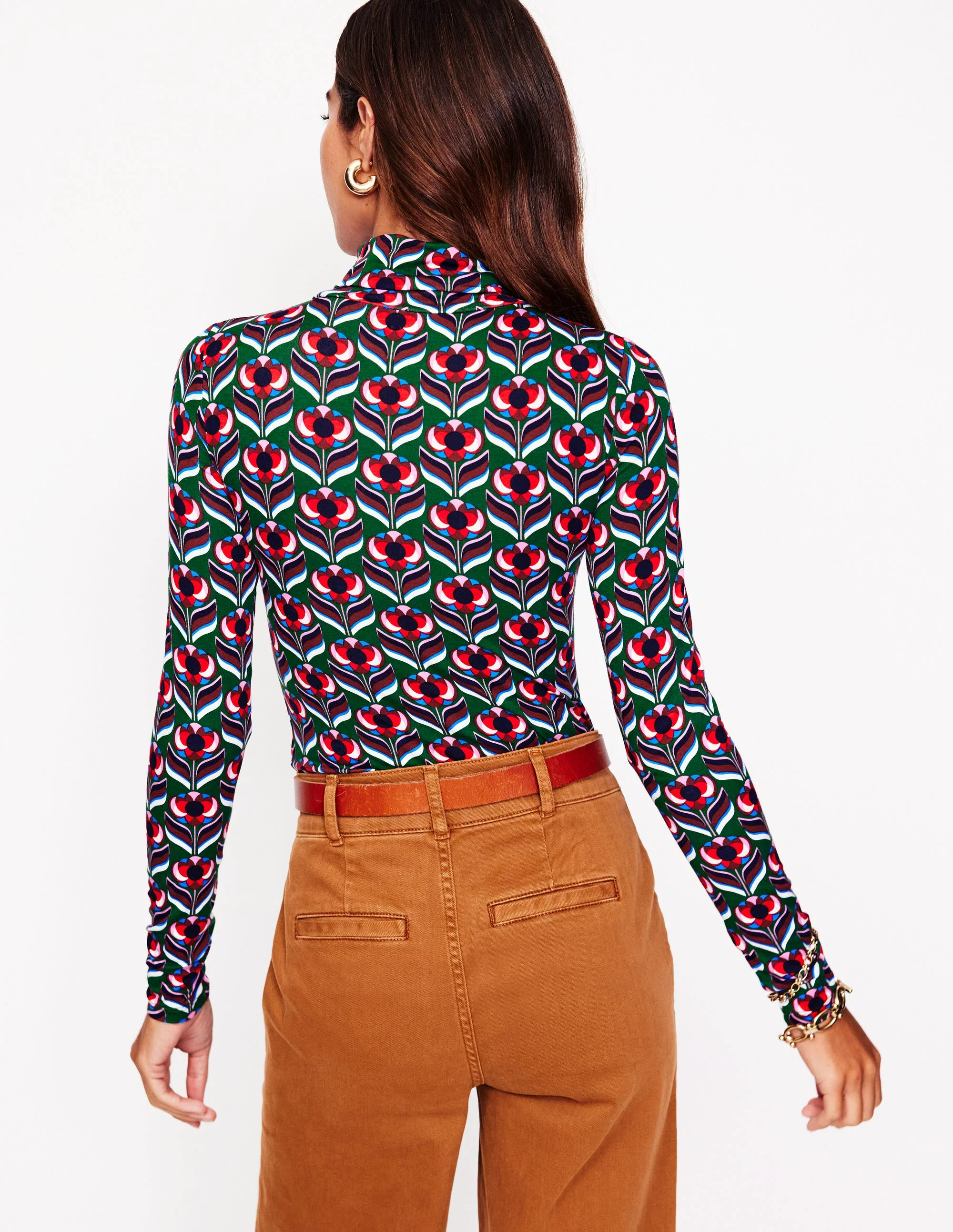 Polly Jersey Top-Pine, Blossom Stamp - Image 3