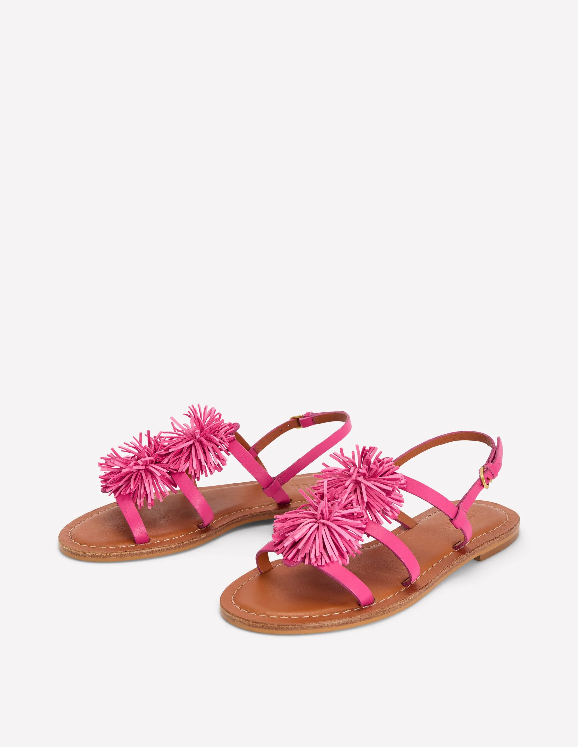 Pom Pom Flat Sandals-Pink - Image 3