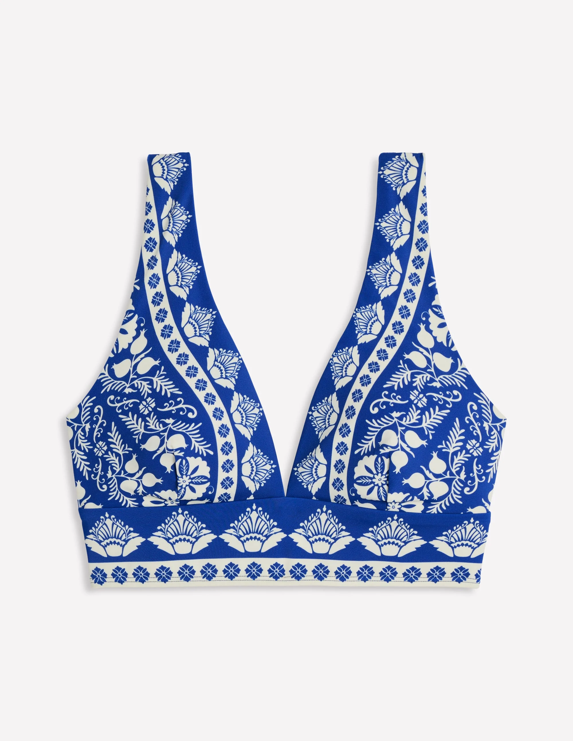 Porto Bikini Top-Bright Blue, Ornate Stripe - Image 5