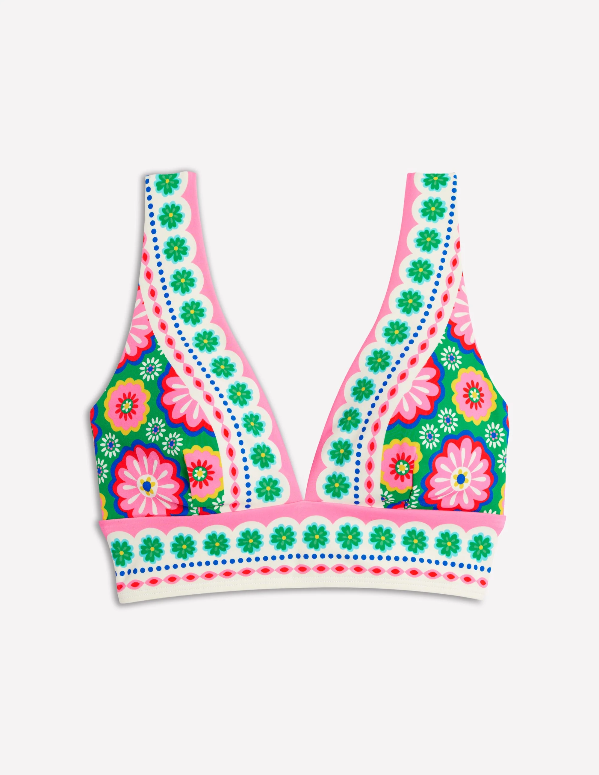 Porto Bikini Top-Multi, Flower Tile - Image 4