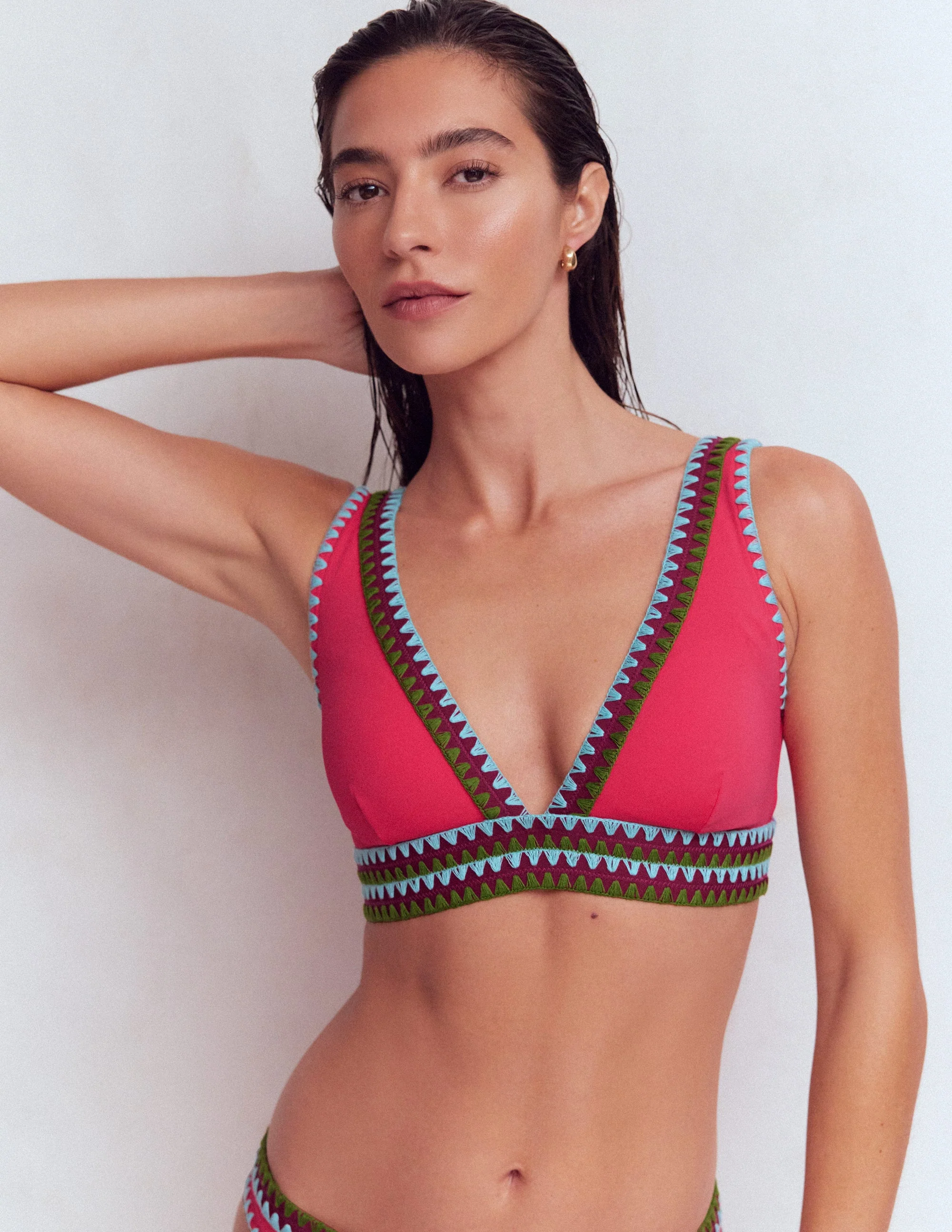 Porto Bikini Top-Rosy, Embroidery - Image 5