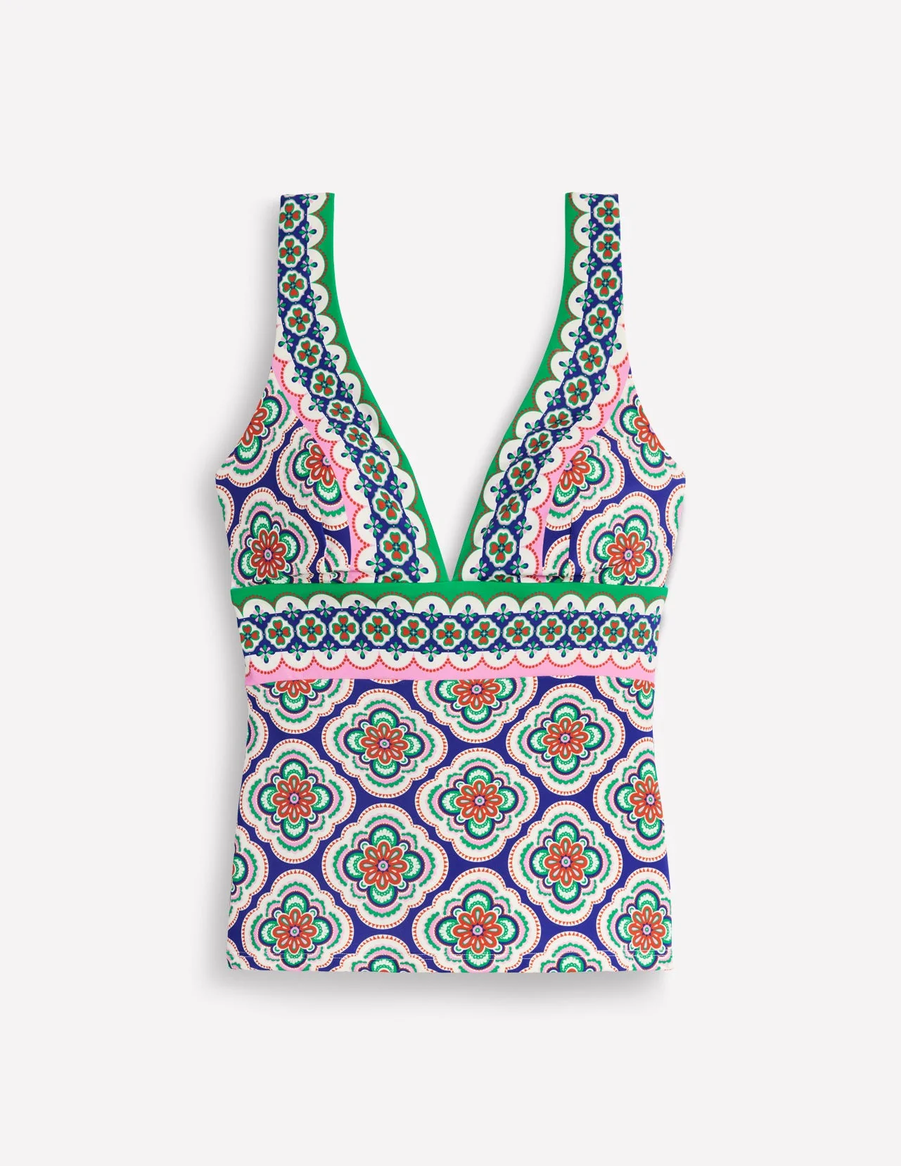 Porto Tankini Top-Bright Blue, Botanic Blush - Image 6