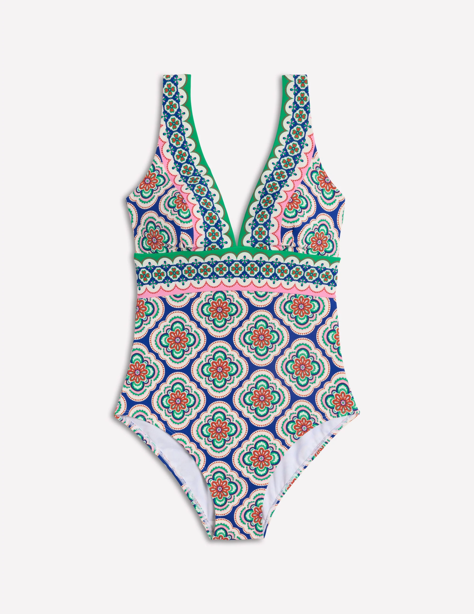 Porto V-neck Swimsuit-Bright Blue, Botanic Blush - Image 6