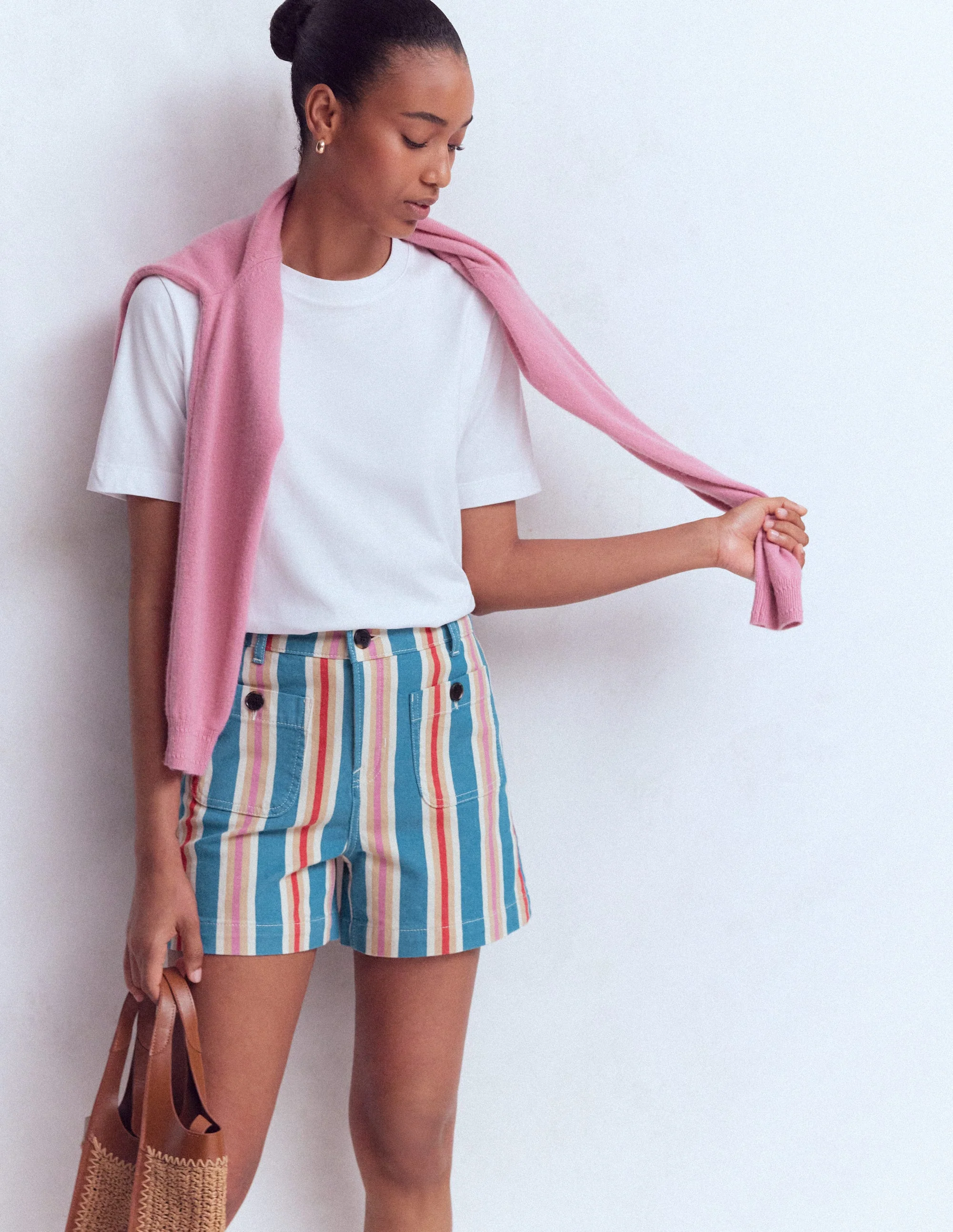 Primrose Denim Shorts-Stripe