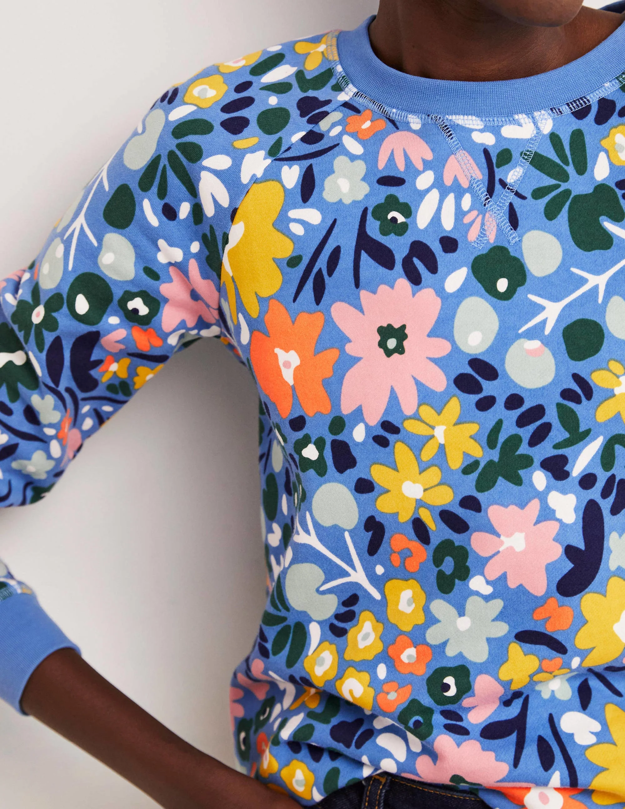 Printed Cotton Sweatshirt-Riviera Blue, Abstract Ditsy - Image 5