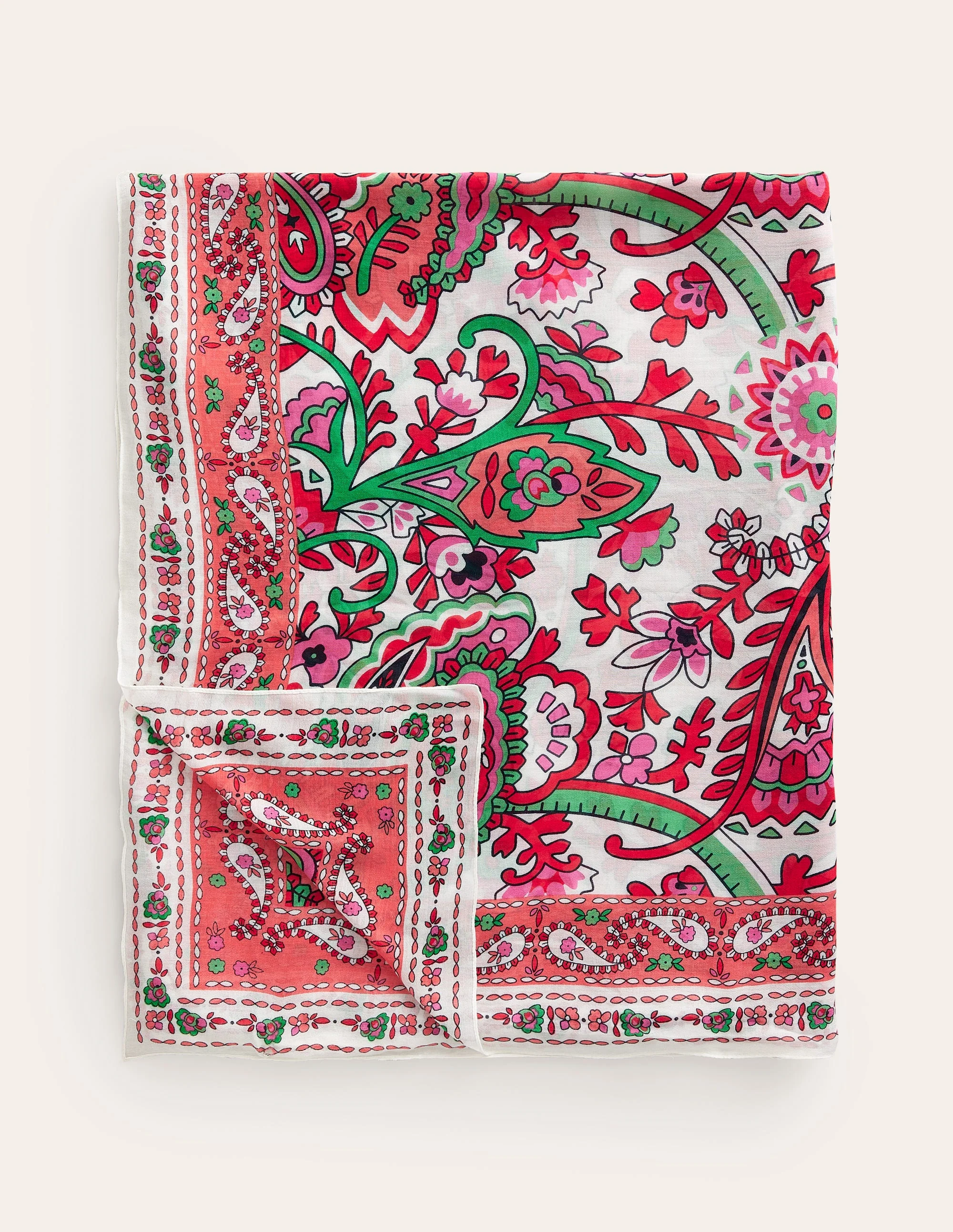Printed Sarong Scarf-Ivory, Fantastical Paisley - Image 2