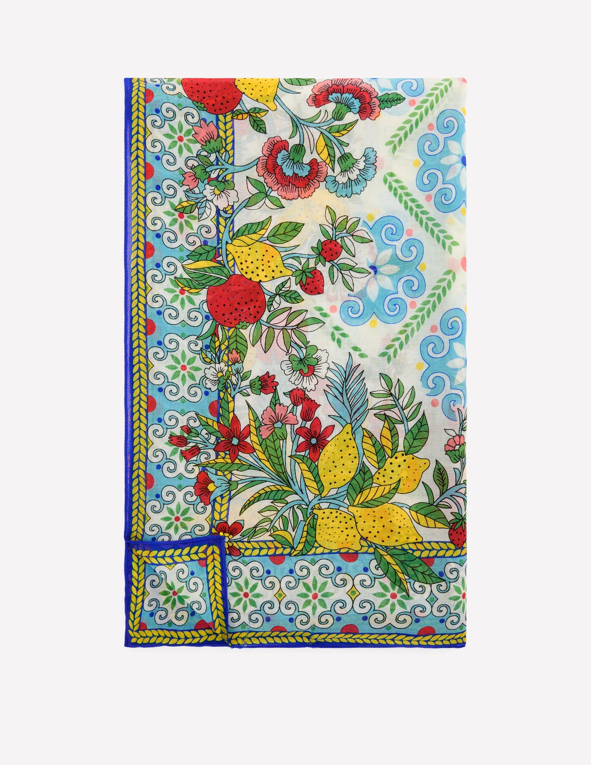 Printed Sarong Scarf-Multi, Citrus Vine Tile - Image 2