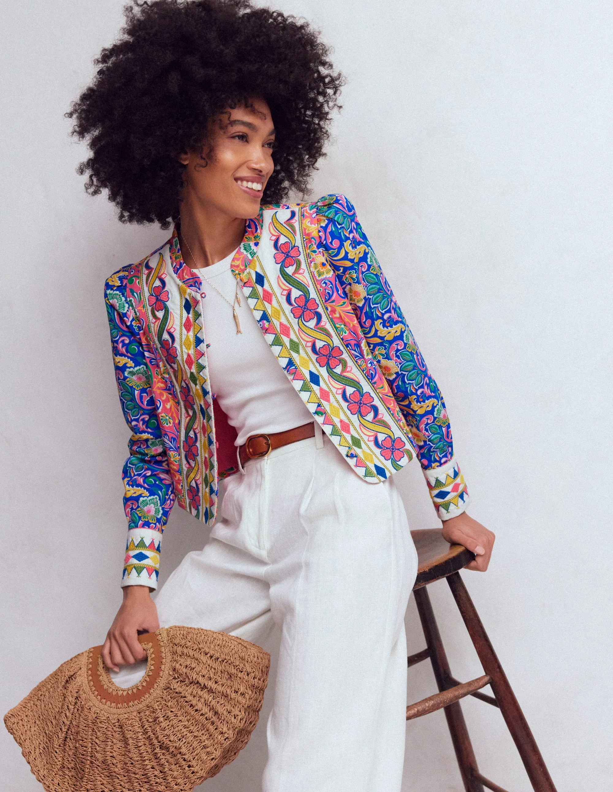 Printed Trim Jacket-Multi, Enchanting Bouquet - Image 2