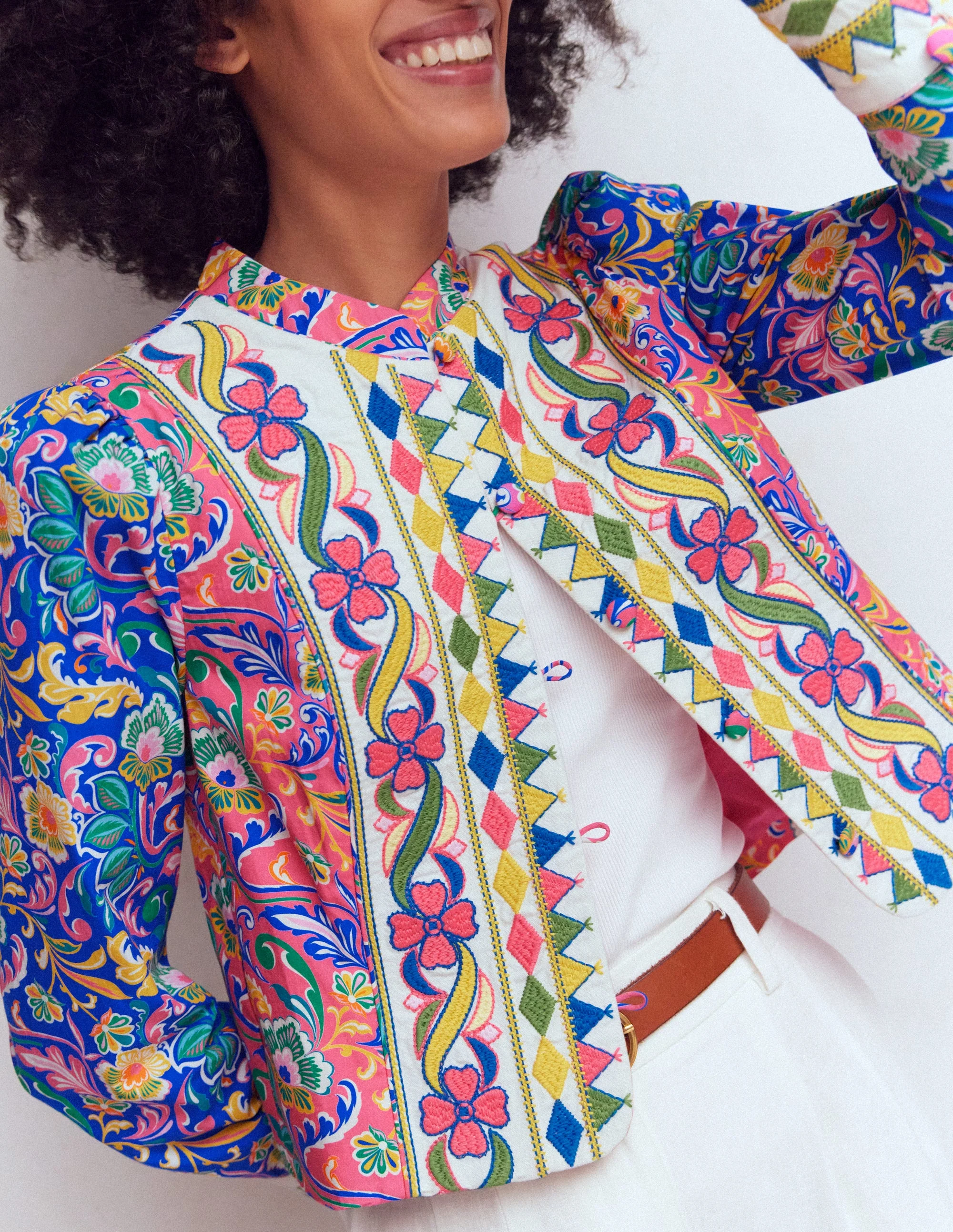 Printed Trim Jacket-Multi, Enchanting Bouquet - Image 3