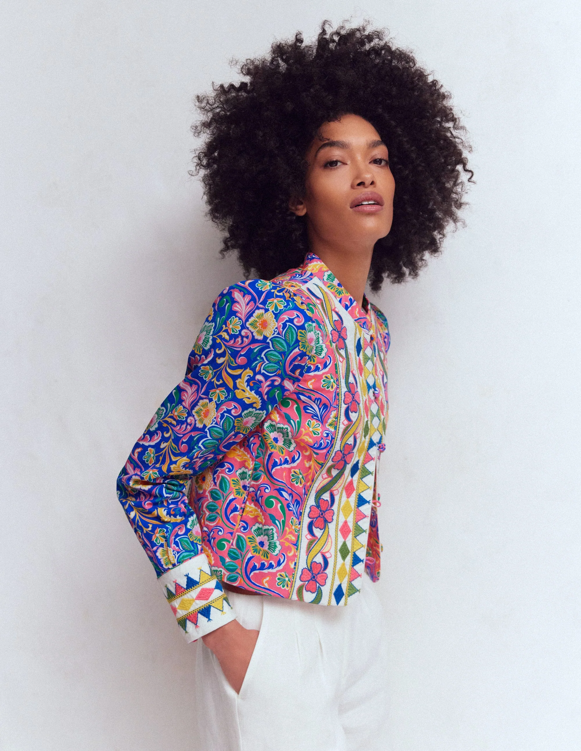 Printed Trim Jacket-Multi, Enchanting Bouquet - Image 6