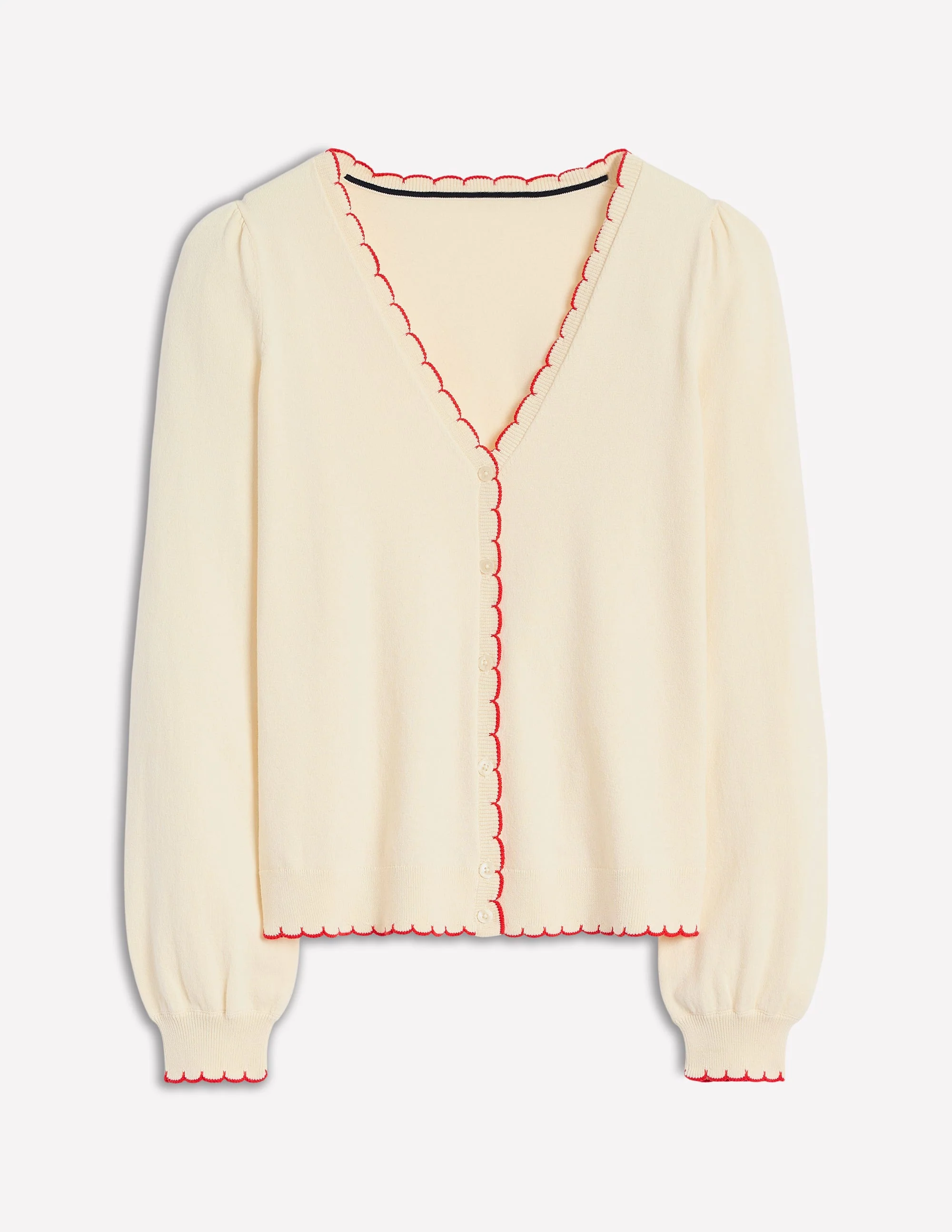 Pru Scallop Trim Cardigan-Warm Ivory - Image 5