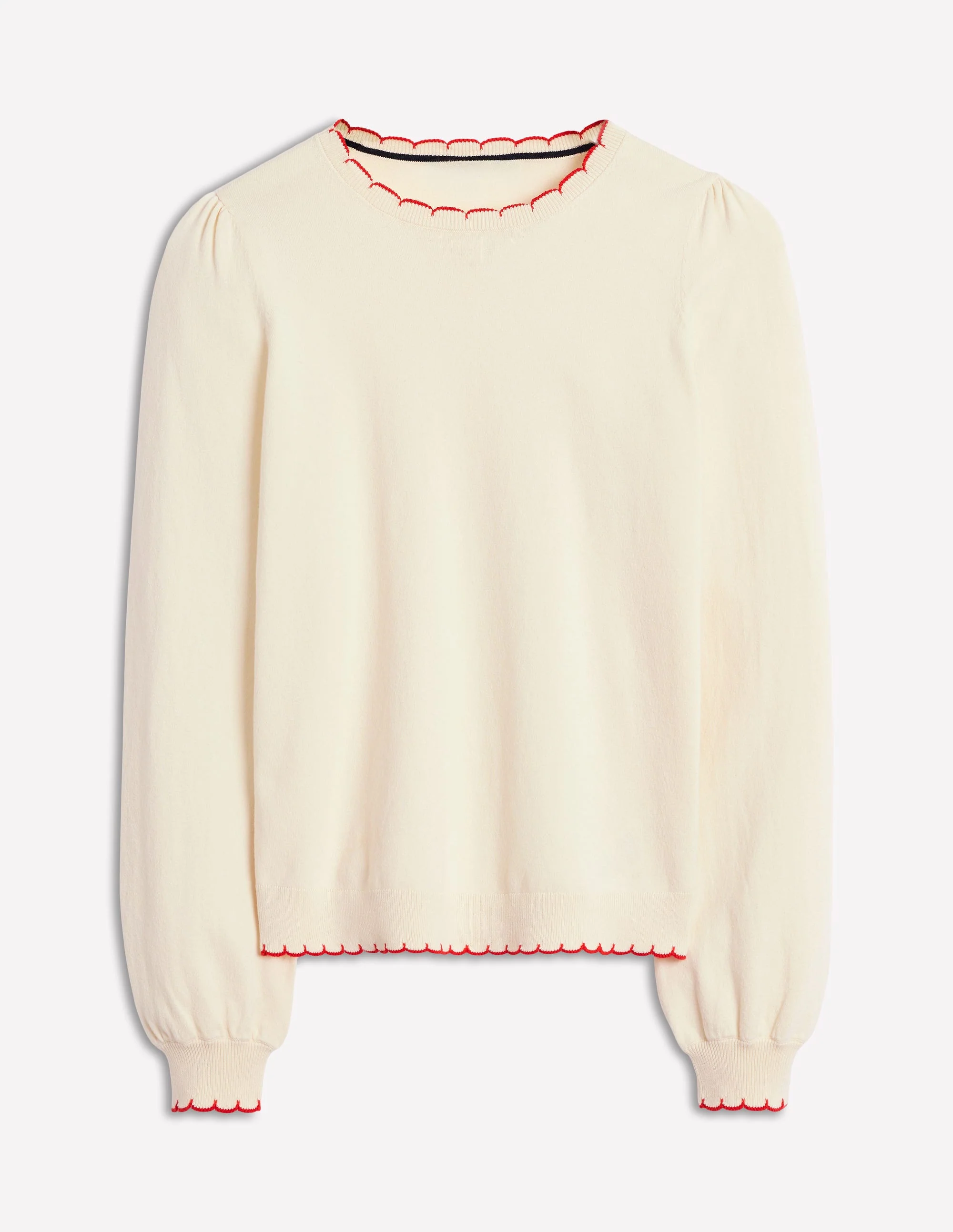 Pru Scallop Trim Sweater-Warm Ivory - Image 6