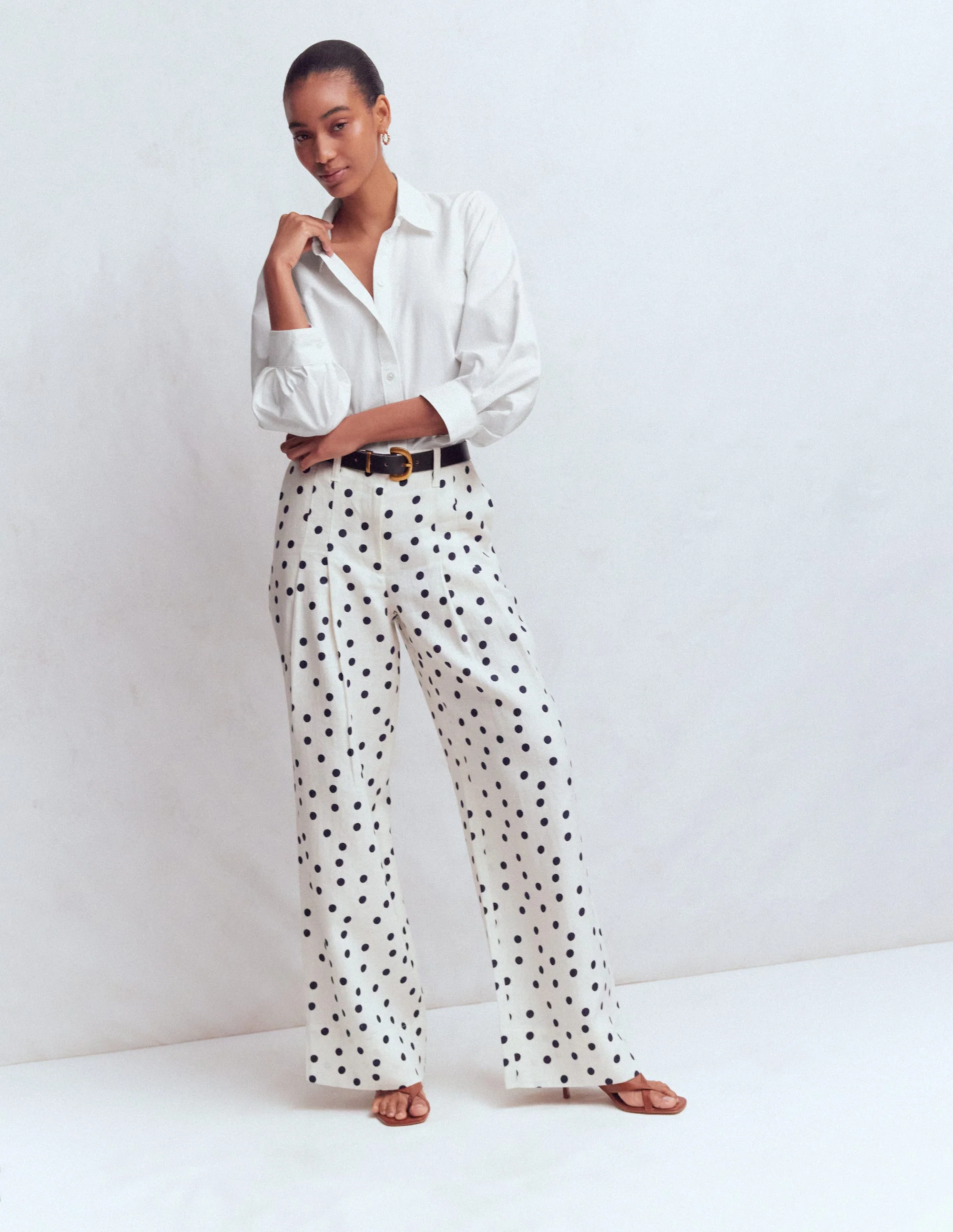 Puff Sleeve Oxford Shirt-White - Image 4