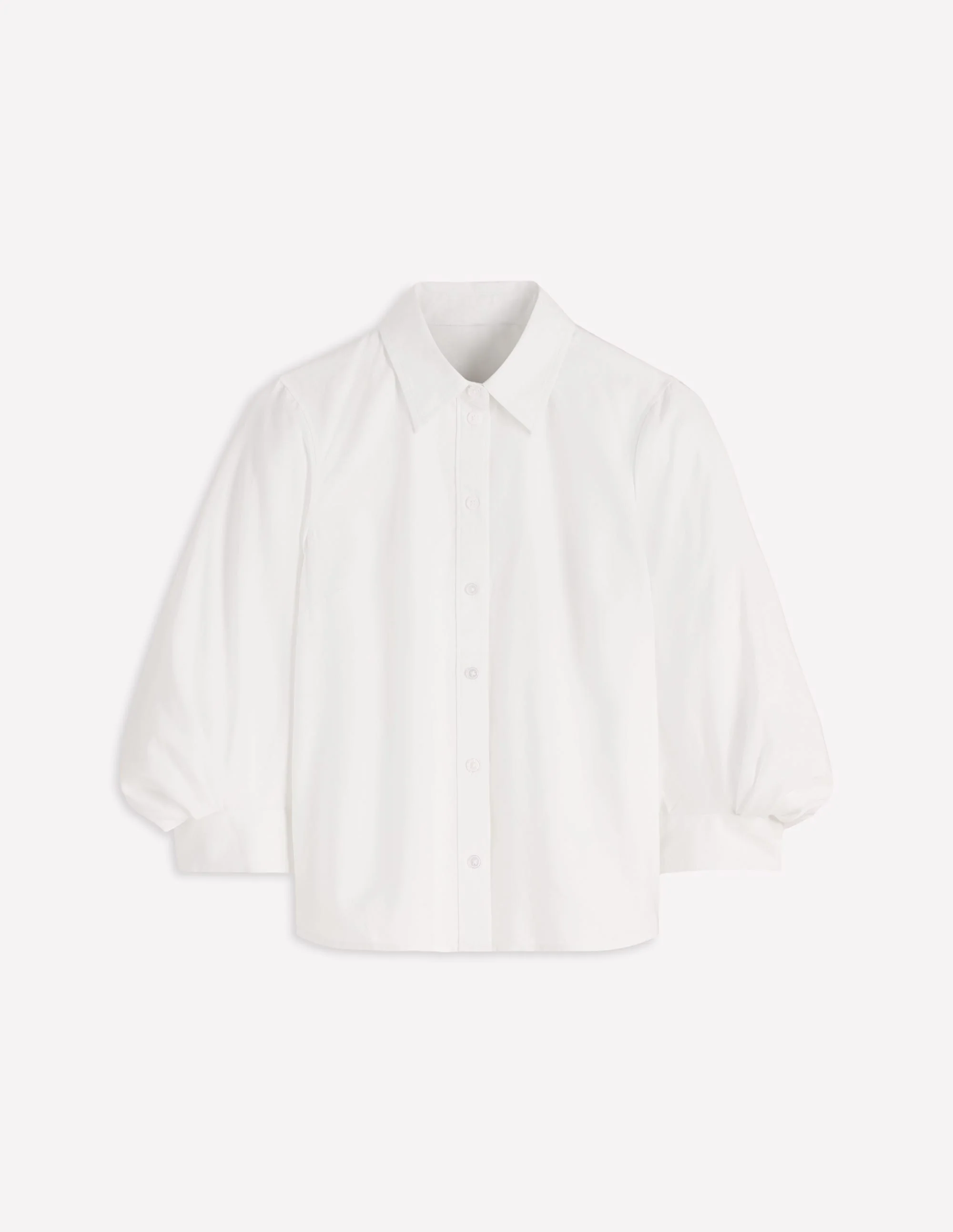 Puff Sleeve Oxford Shirt-White - Image 7