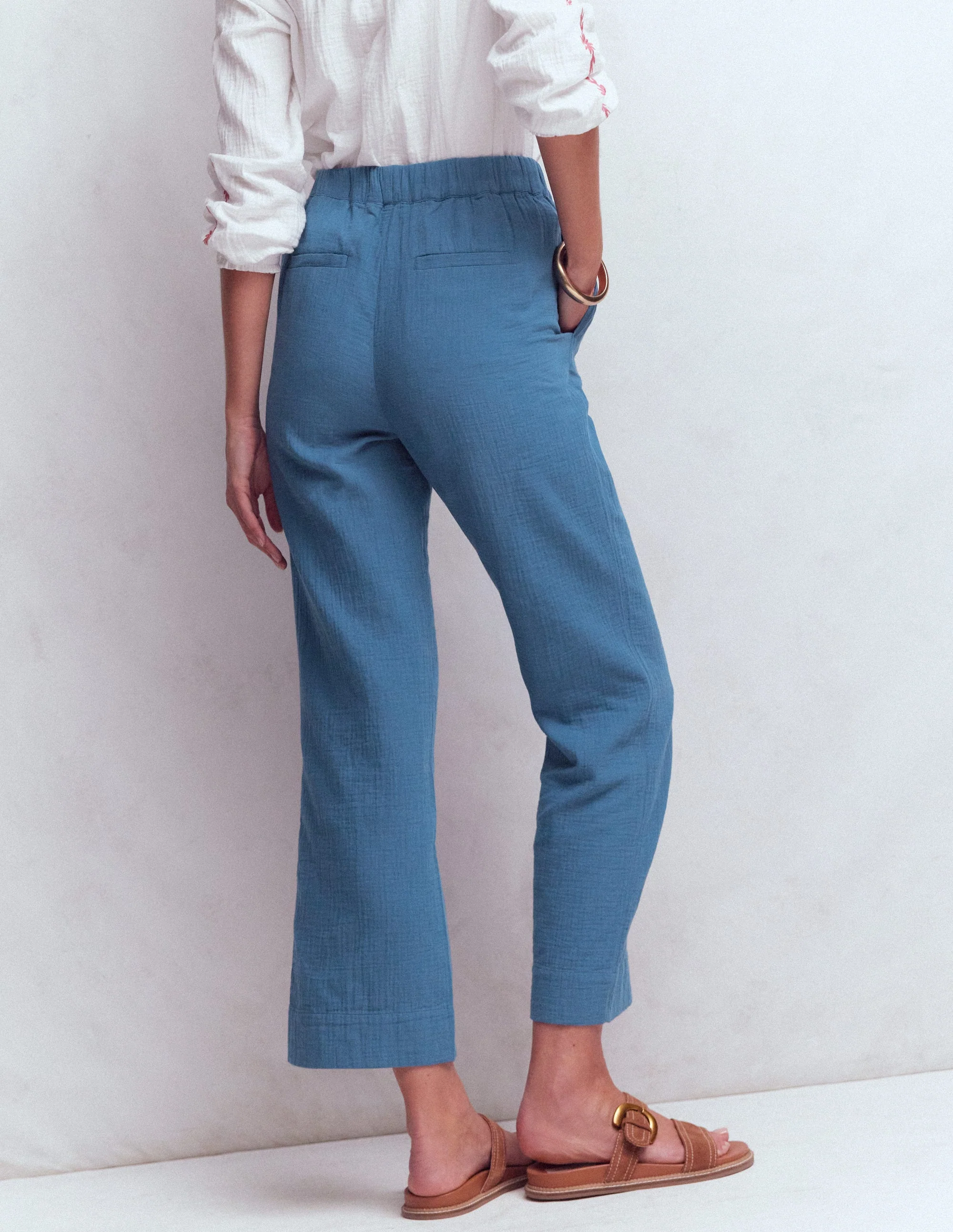 Pull On Double Cloth Pants-Seamist Blue - Image 3