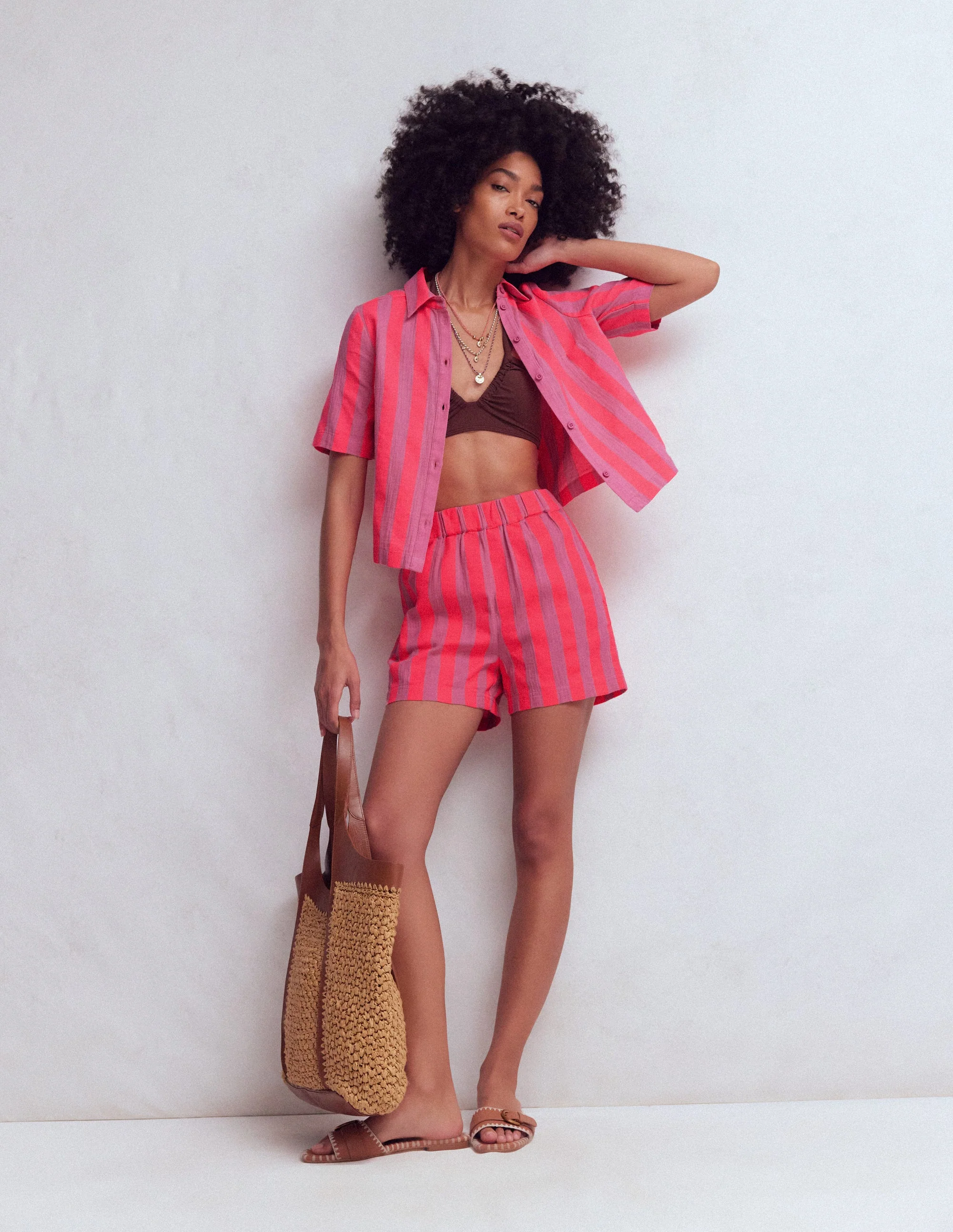 Pull On Double Cloth Shorts-Neon Stripe - Image 2