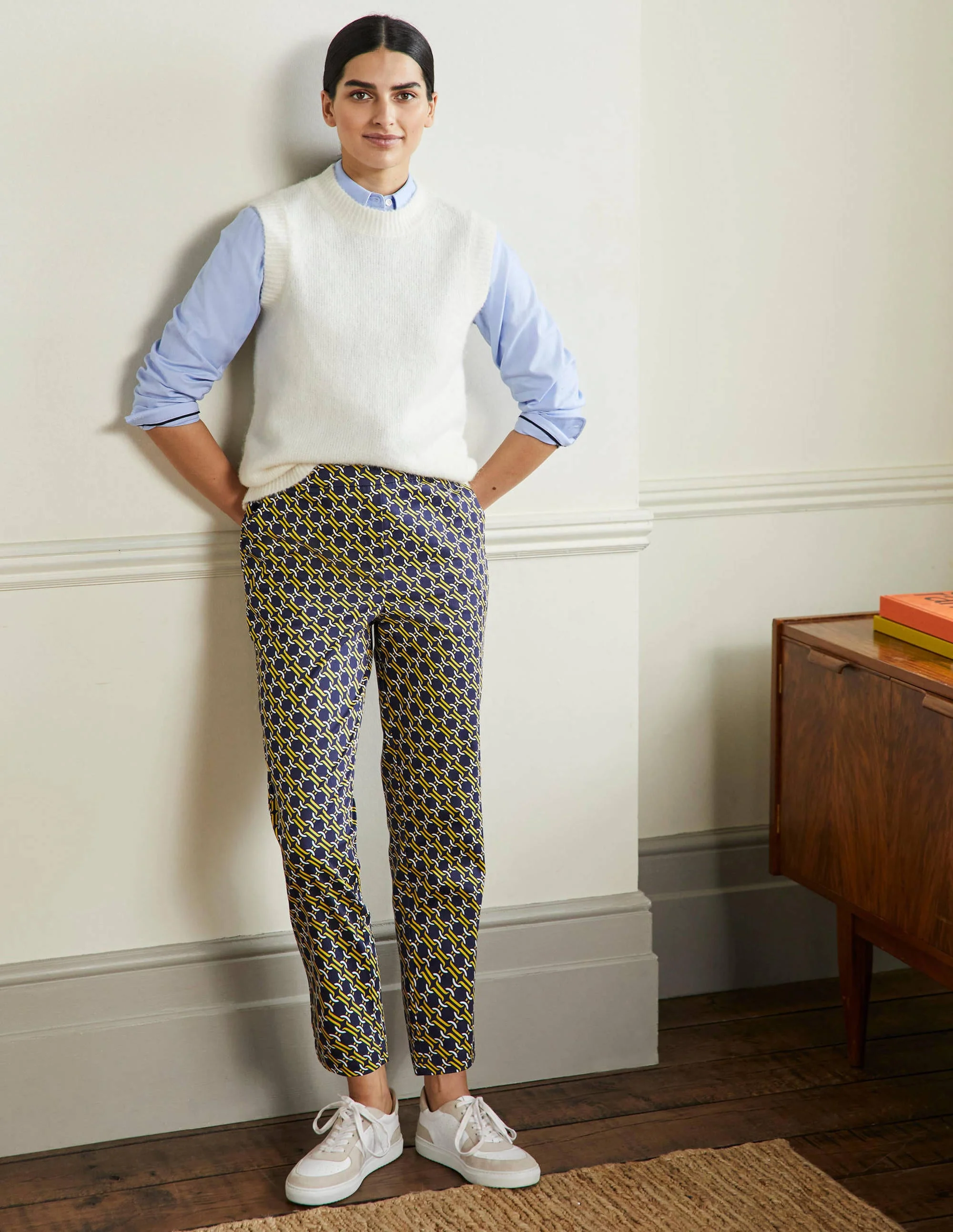 Pull On Pants-Navy, Chain Geo
