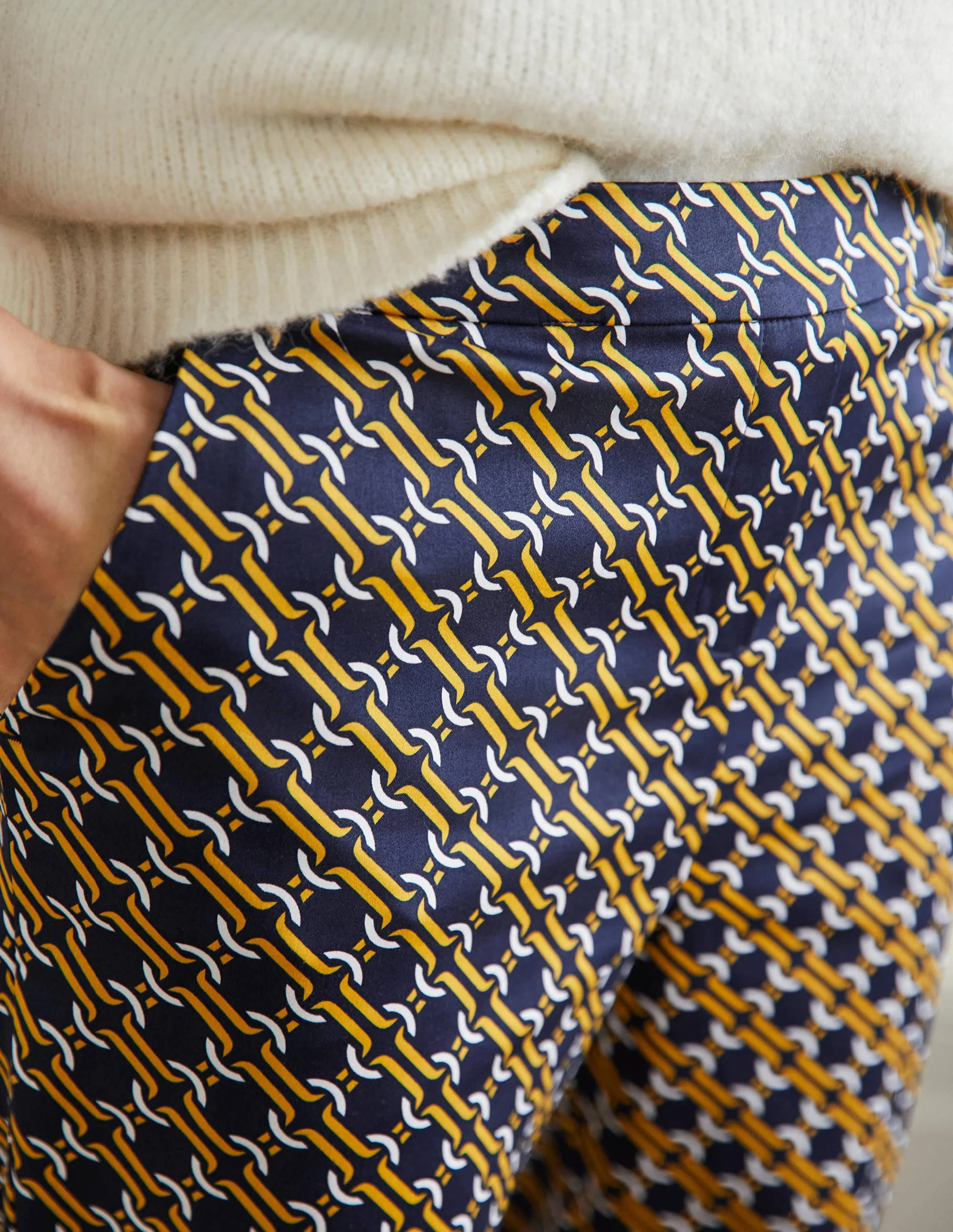 Pull On Pants-Navy, Chain Geo - Image 2