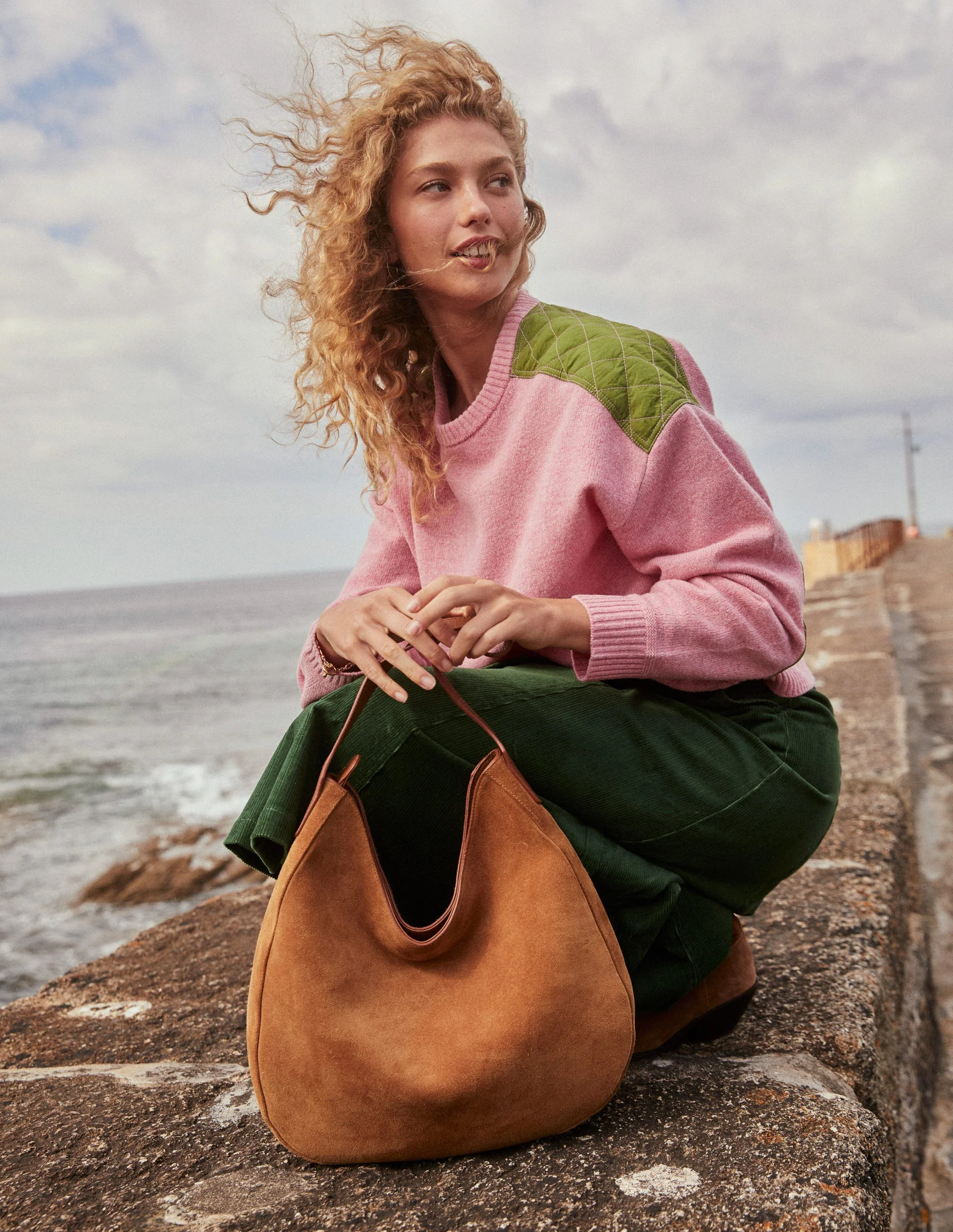 Quilted Patch Jumper-Old Rose Pink - Image 5