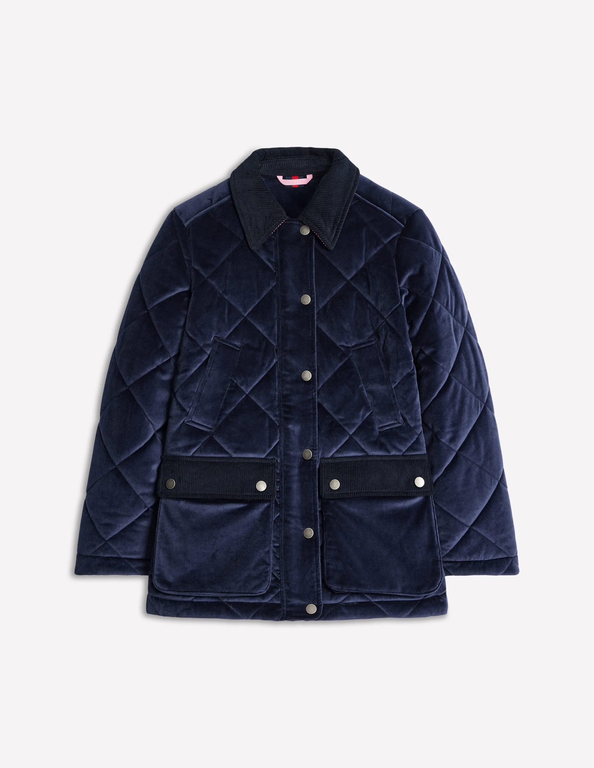 Quilted Velvet Jacket-Navy - Image 6