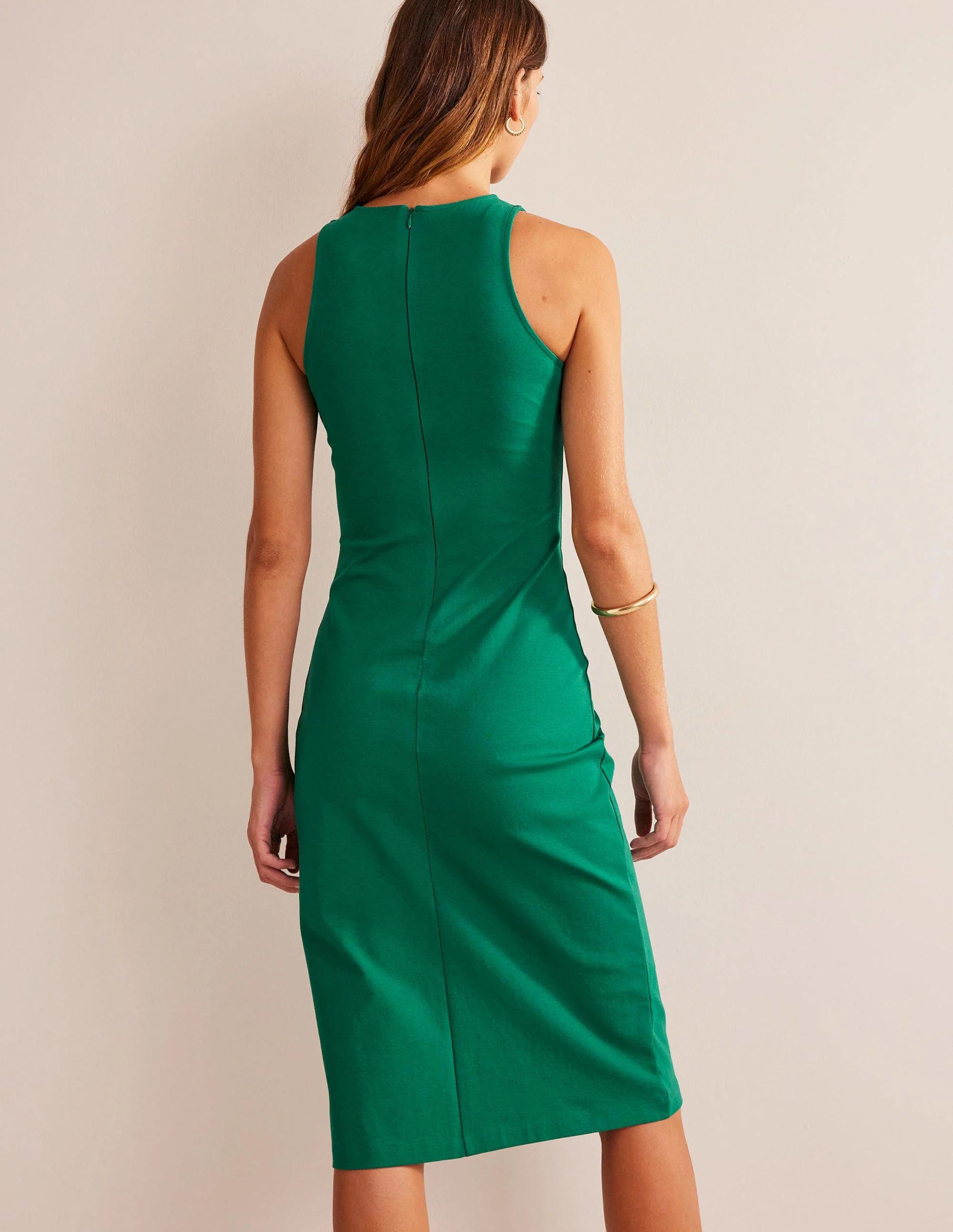 Racer Jersey Midi Dress-Bright Emerald - Image 3