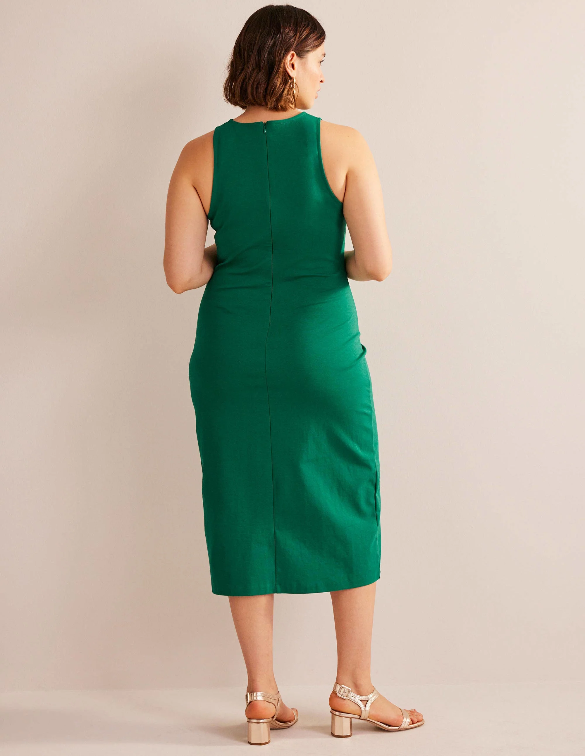 Racer Jersey Midi Dress-Bright Emerald - Image 6