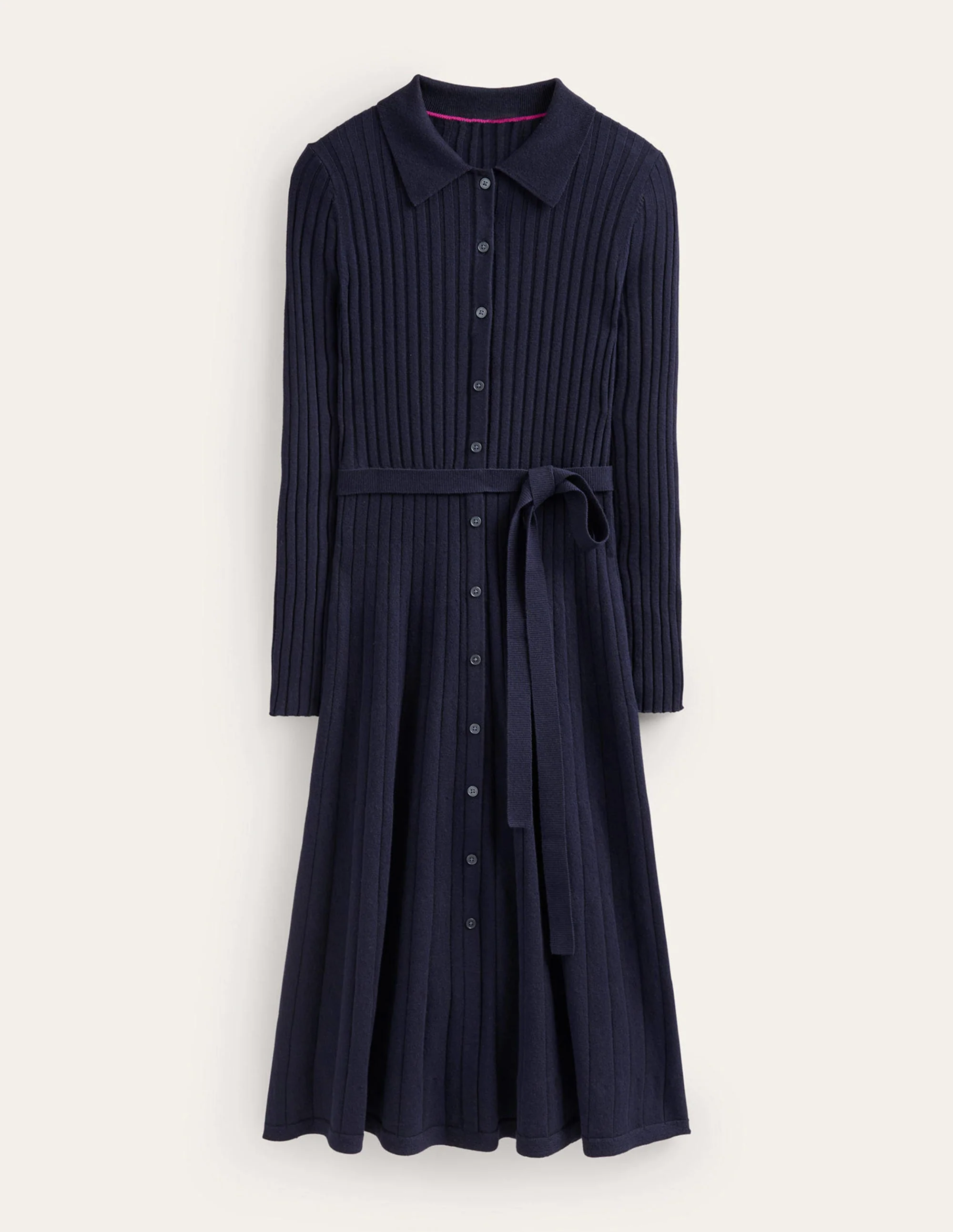 Rachel Knitted Shirt Dress-Dark Blue - Image 5