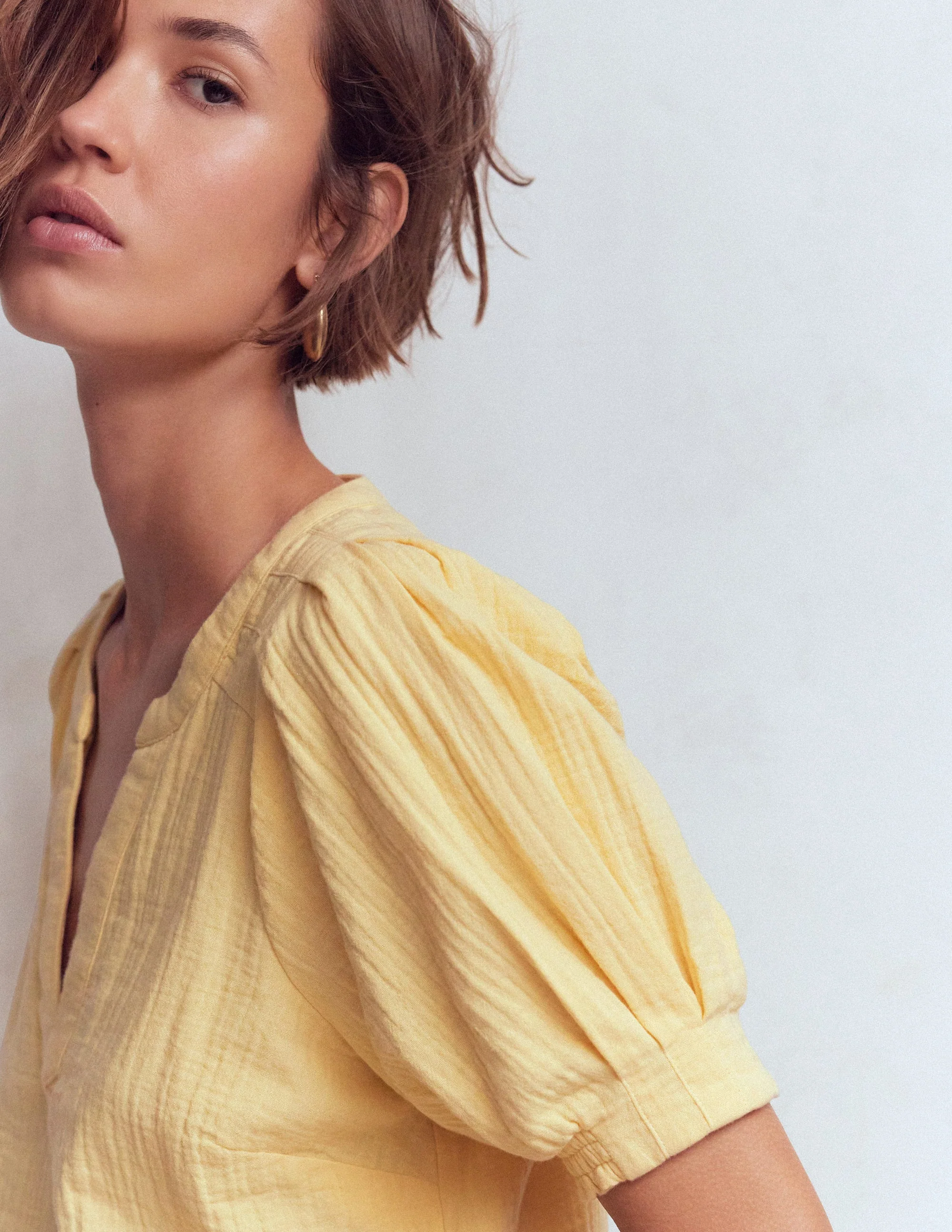 Rae Double Cloth Top-Sunlight Yellow - Image 2