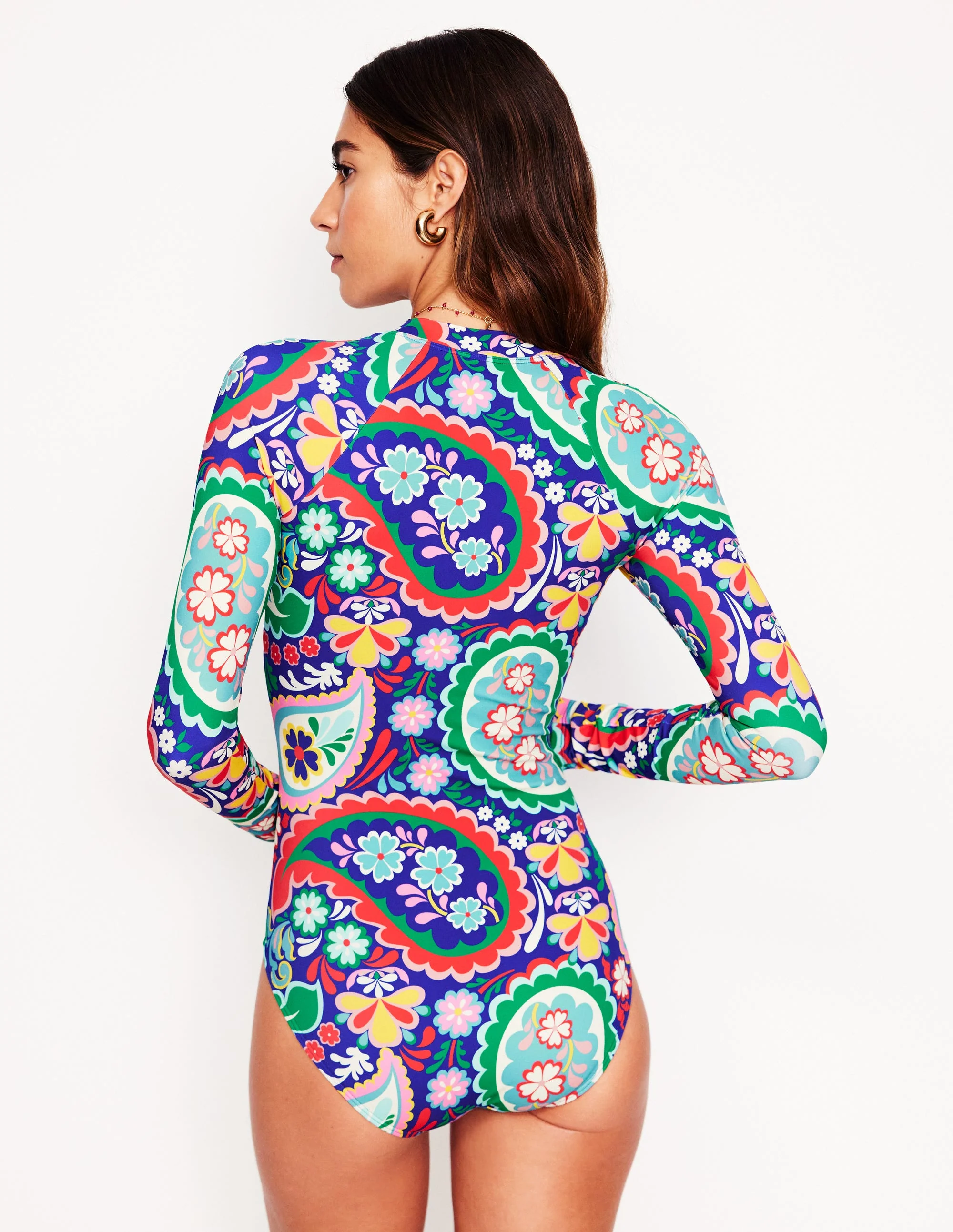 Rash Guard Swimsuit-Multi, Meadow Paisley - Image 3