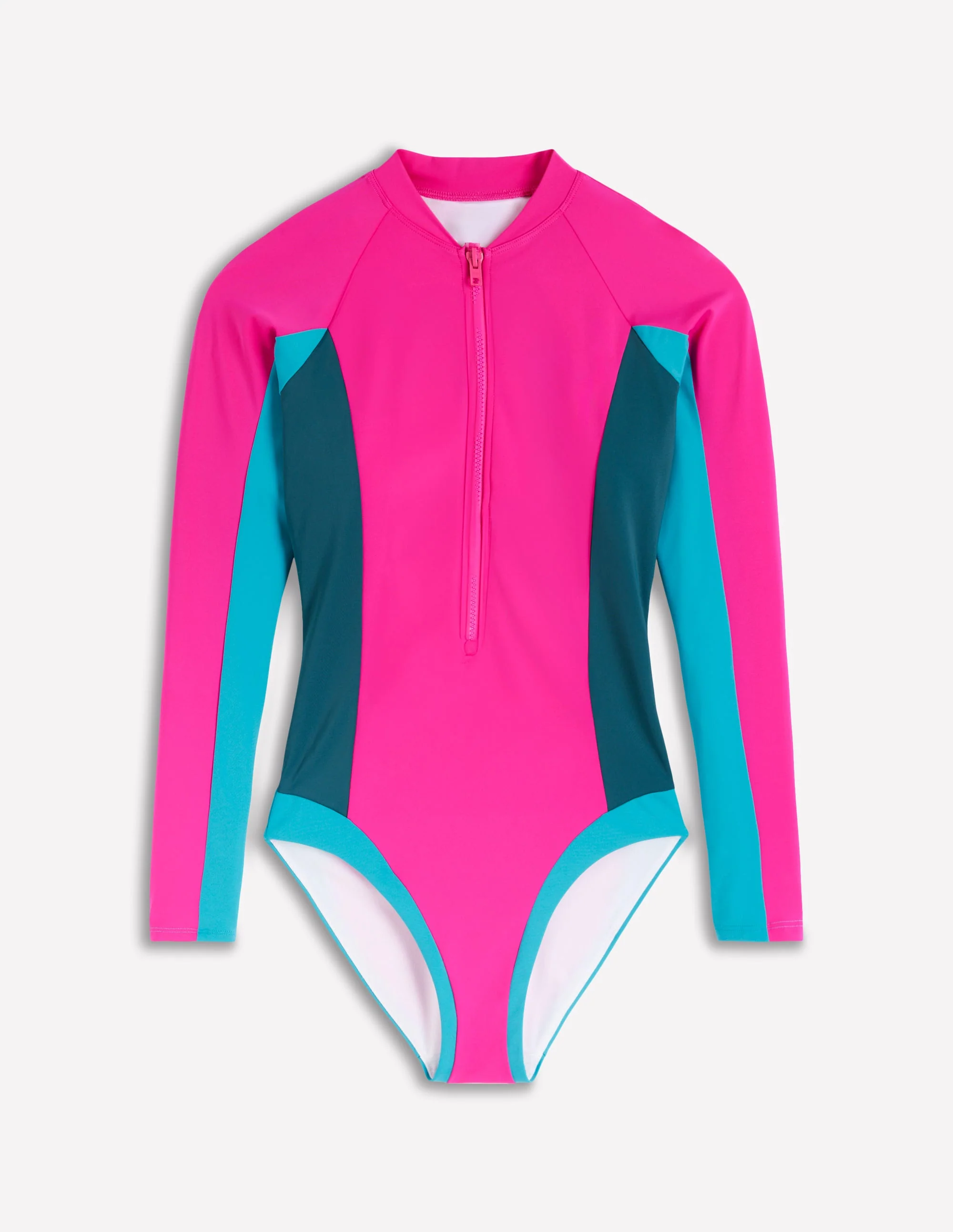 Rash Guard Swimsuit-Pink, Colourblock - Image 5