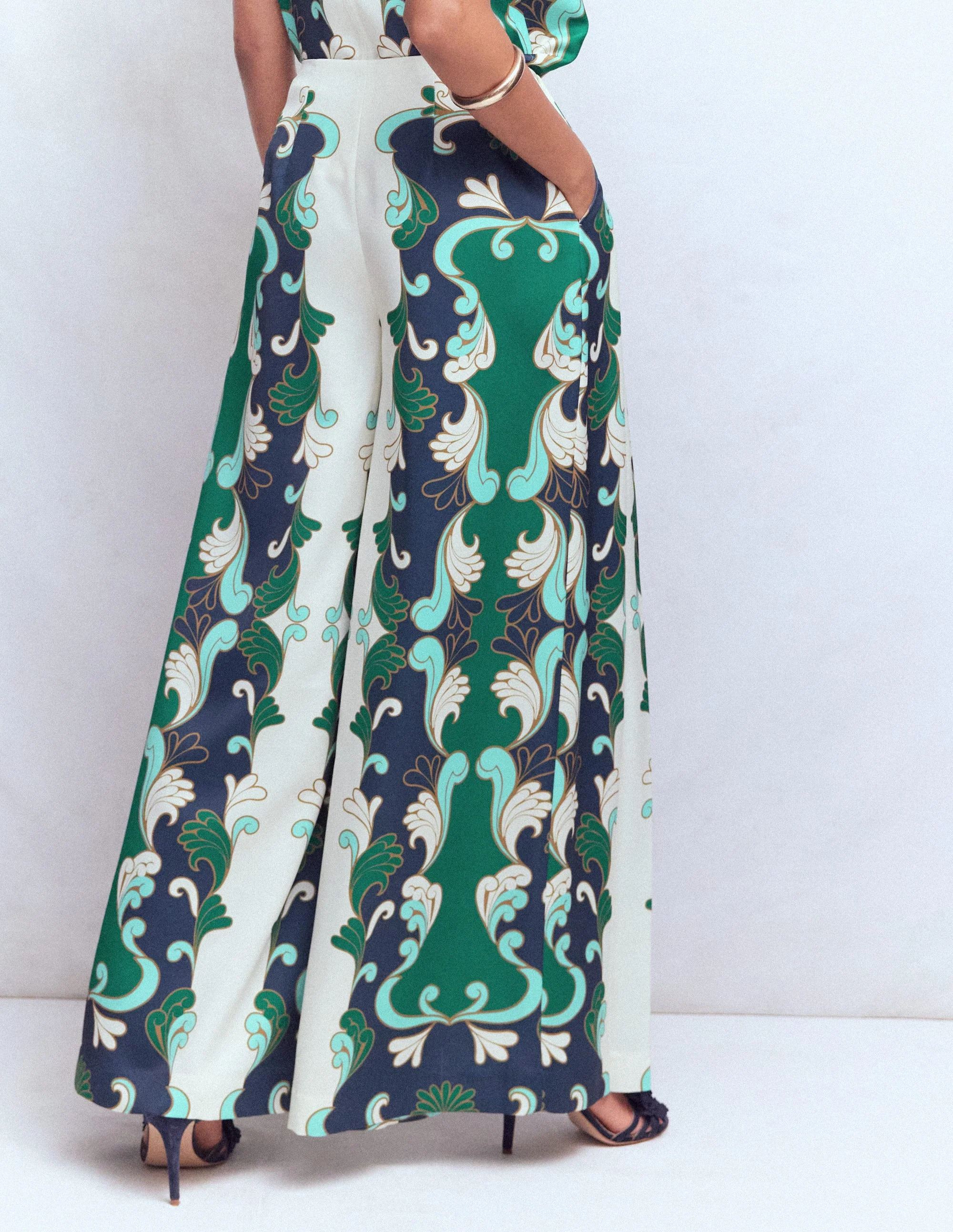 Regent Wide Leg Pants-Ivory, Foliage Whirl - Image 3