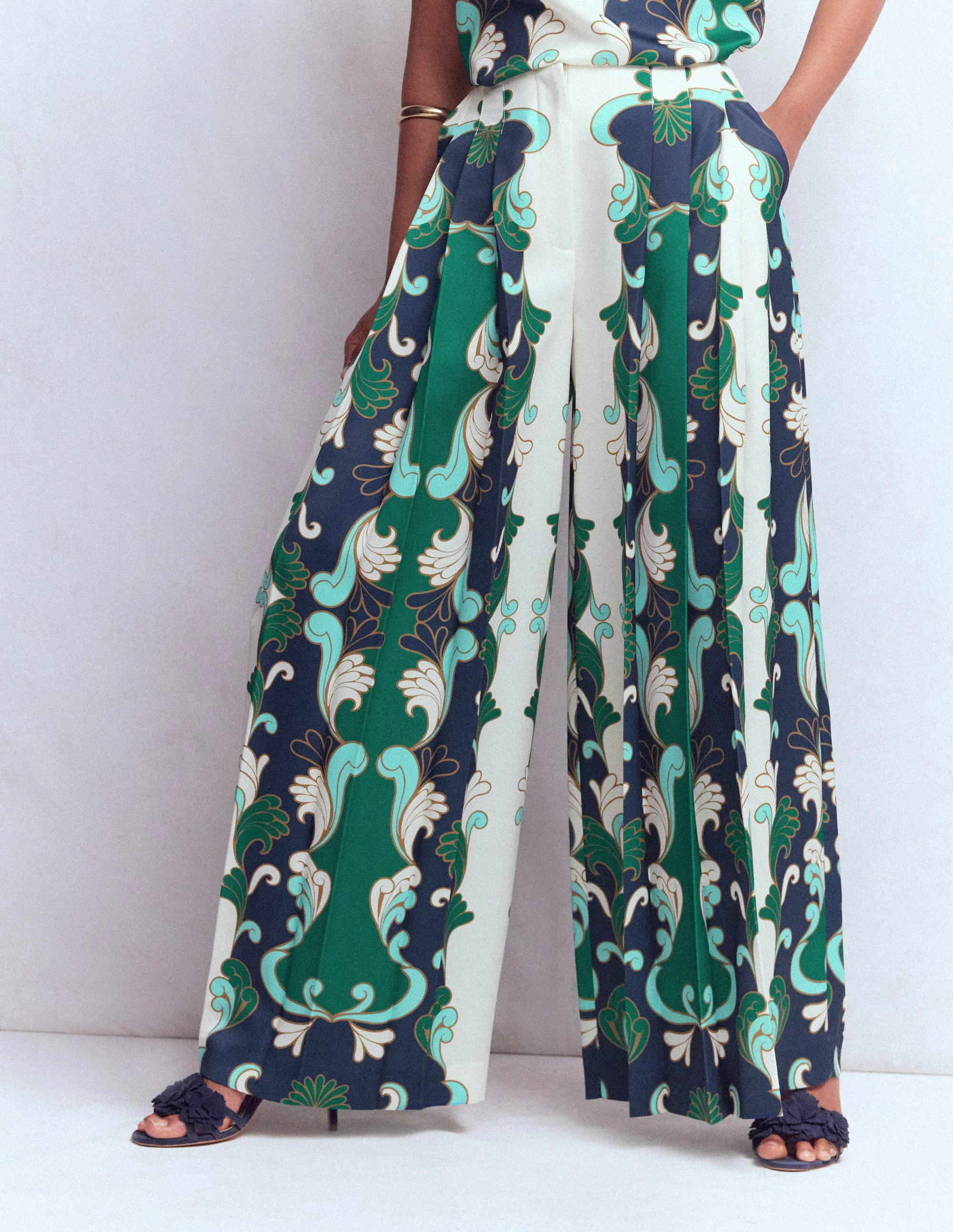 Regent Wide Leg Pants-Ivory, Foliage Whirl - Image 4