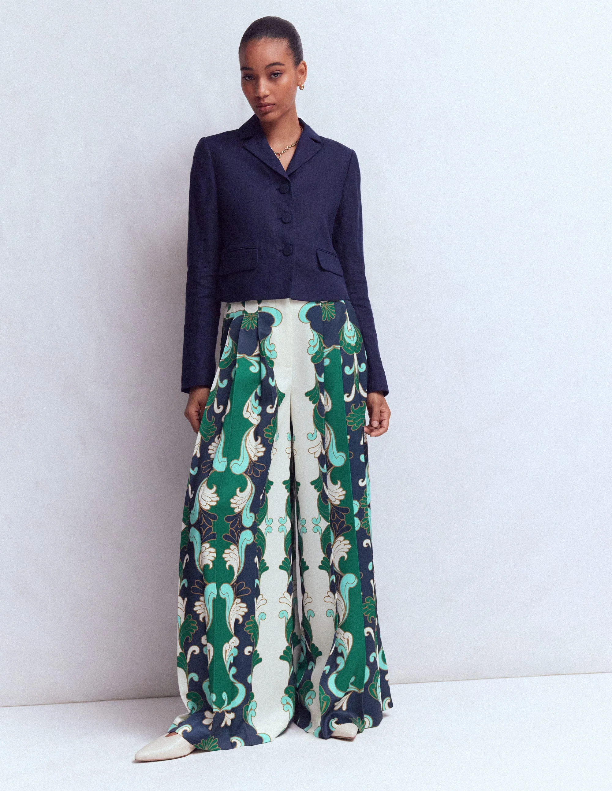 Regent Wide Leg Pants-Ivory, Foliage Whirl - Image 5