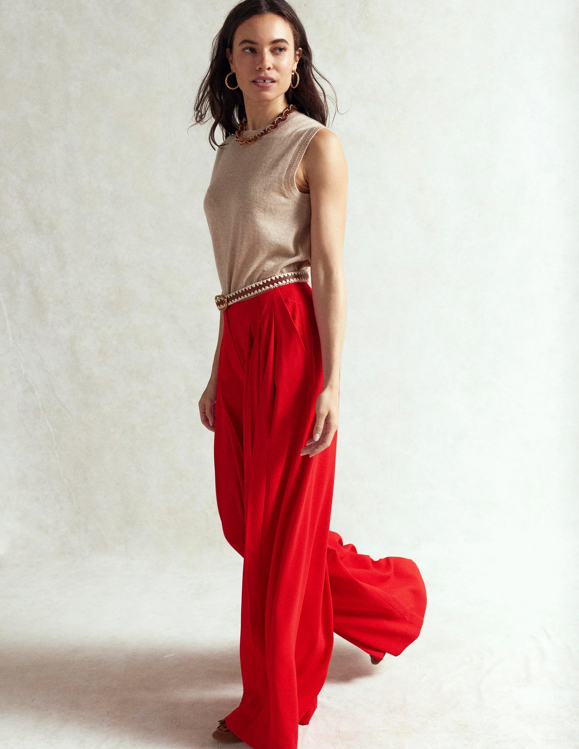 Regent Wide Leg Pants-Poppy Red