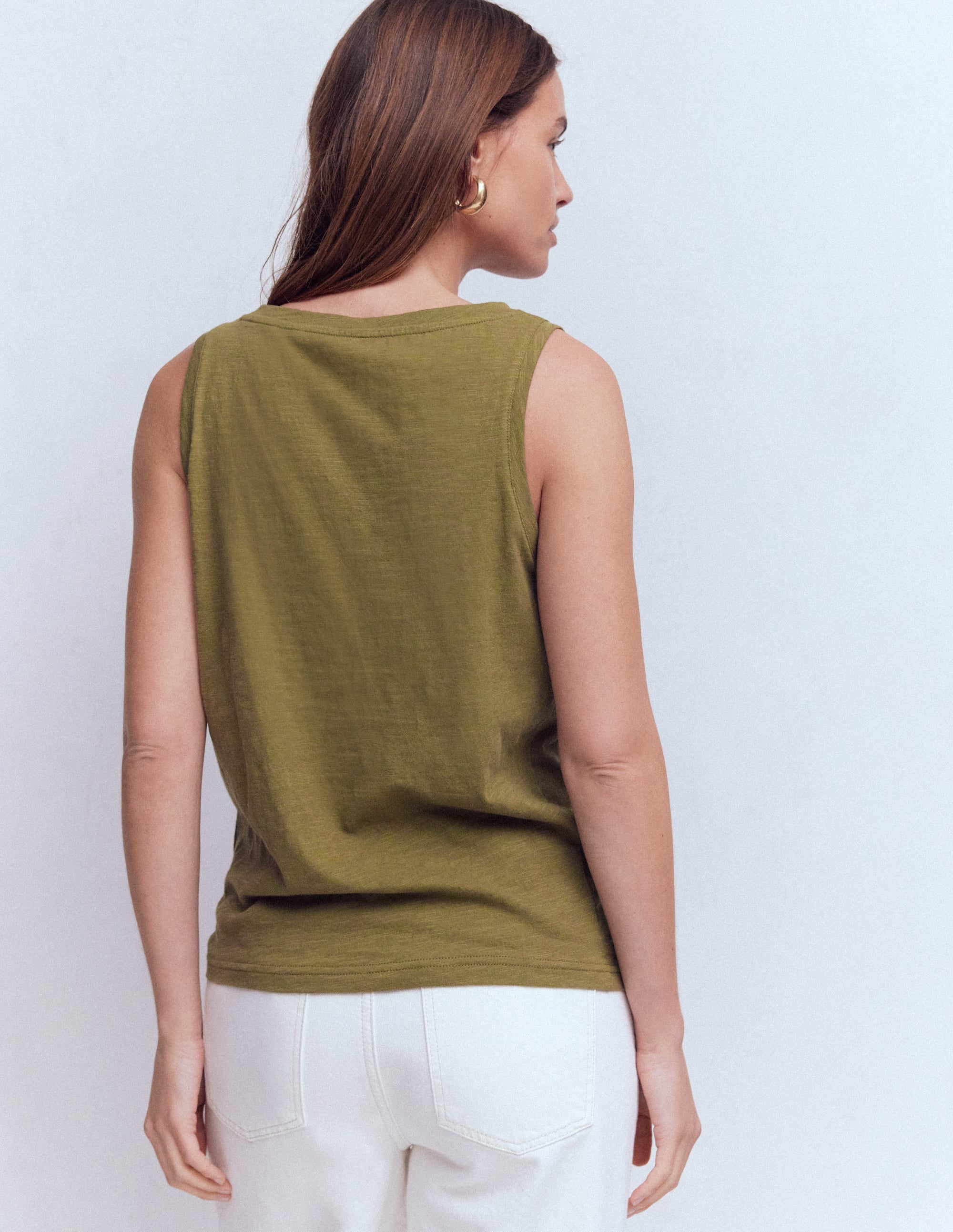 Regular V-Neck Slub Tank-Capulet Olive - Image 3