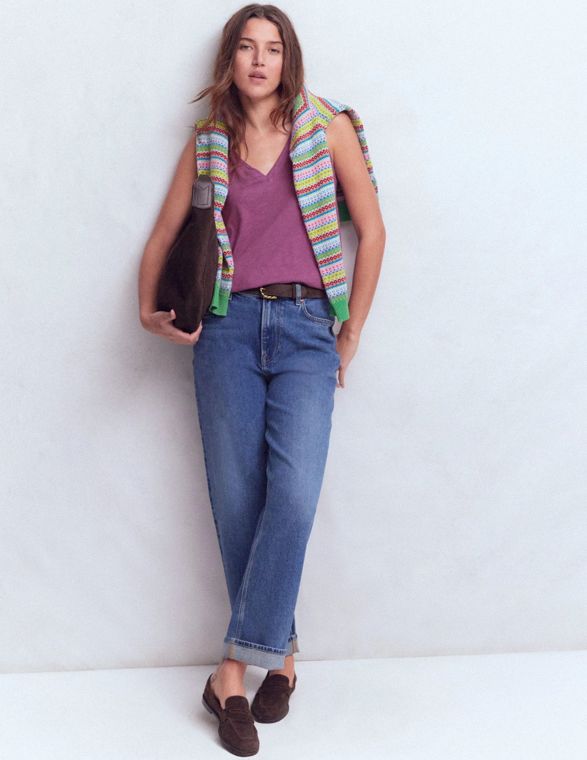 Regular V-Neck Slub Tank-Damson - Image 4