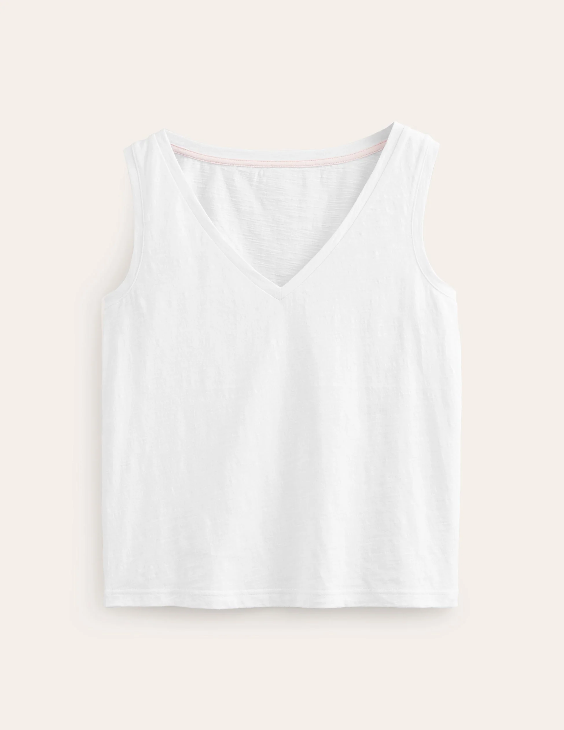 Regular V-neck Slub Vest-White - Image 5