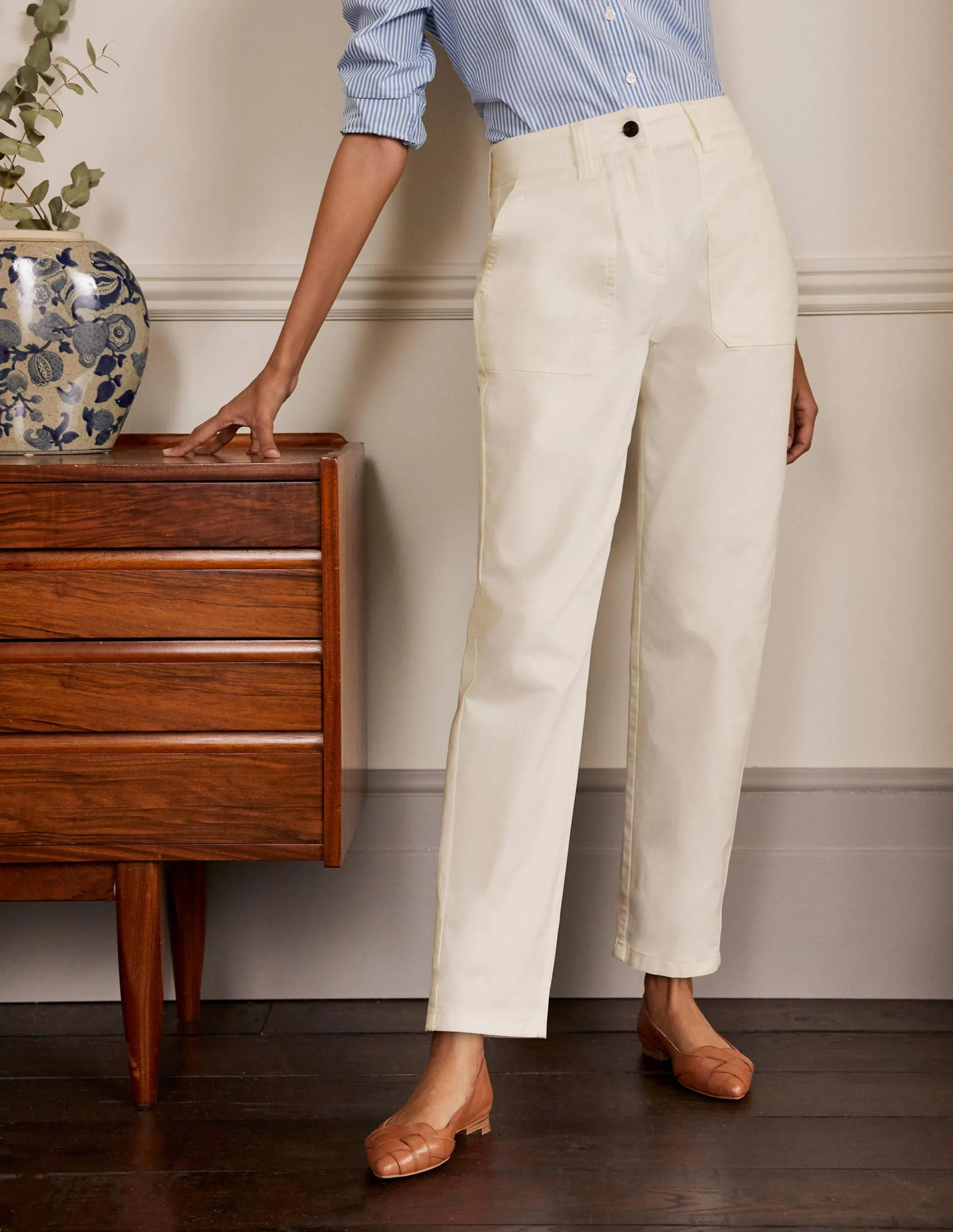 Relaxed Chino Pants-Ecru
