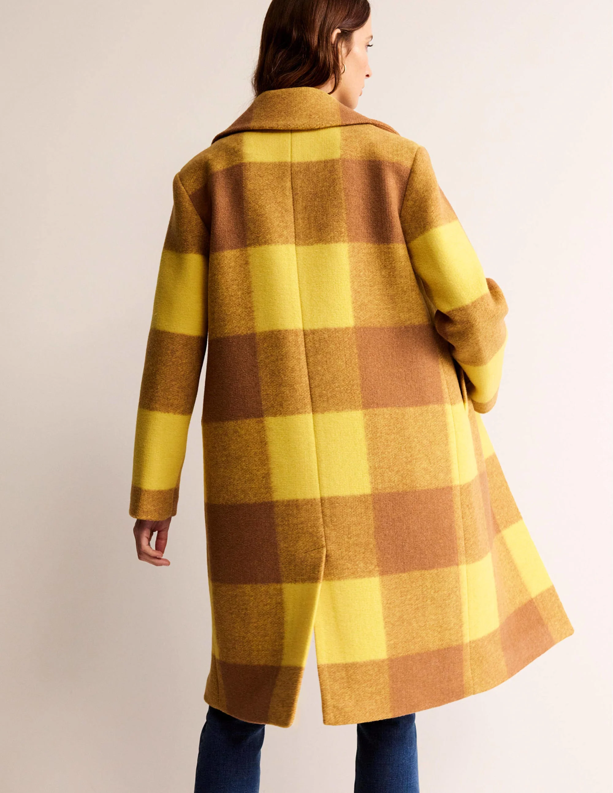 Relaxed-Fit Checked Coat-Yellow Check - Image 3