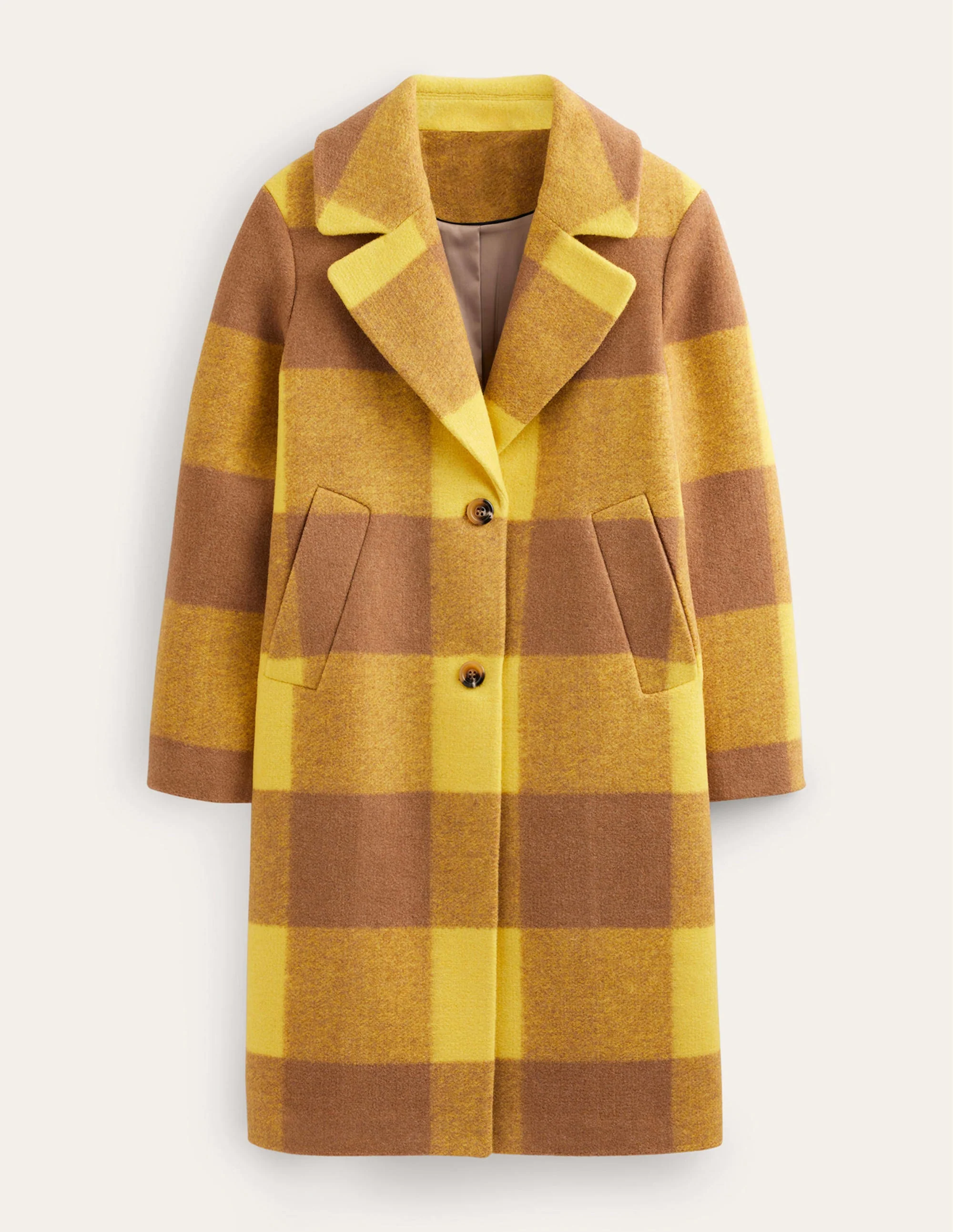 Relaxed-Fit Checked Coat-Yellow Check - Image 7