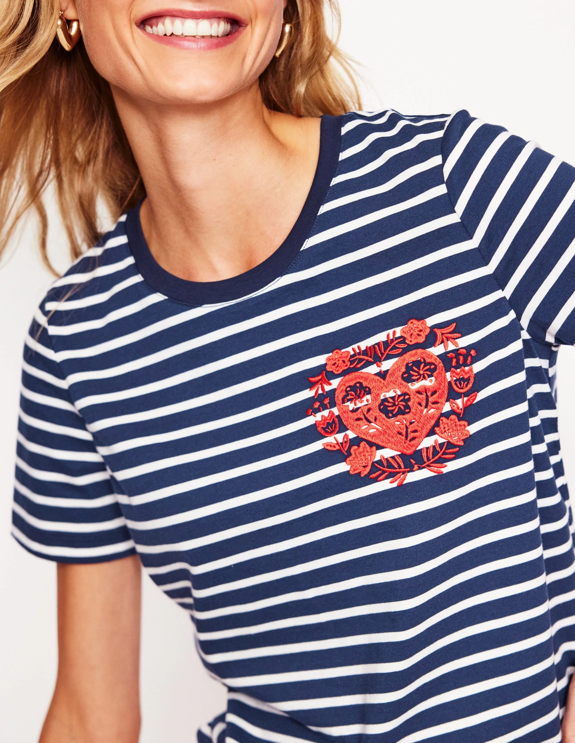 Relaxed Novelty T-Shirt-French Navy, Hearts - Image 2