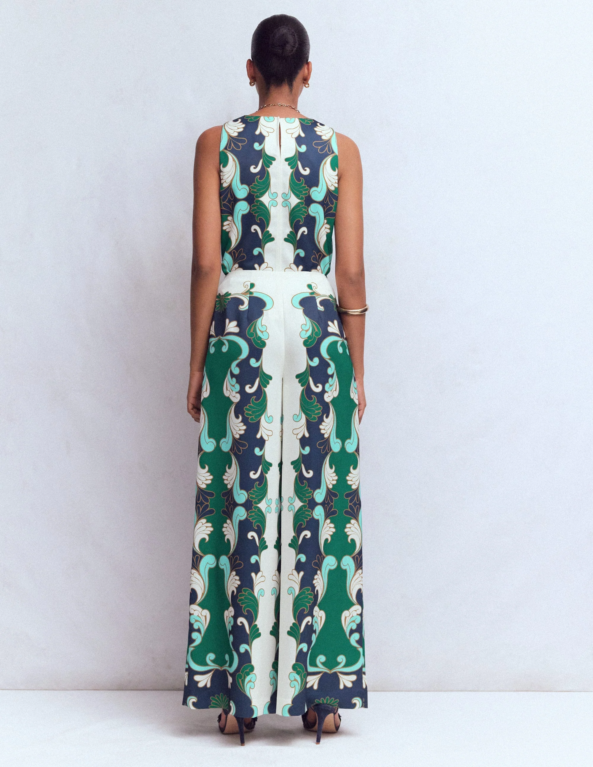 Relaxed Sleeveless Shell Top-Ivory, Foliage Whirl - Image 7