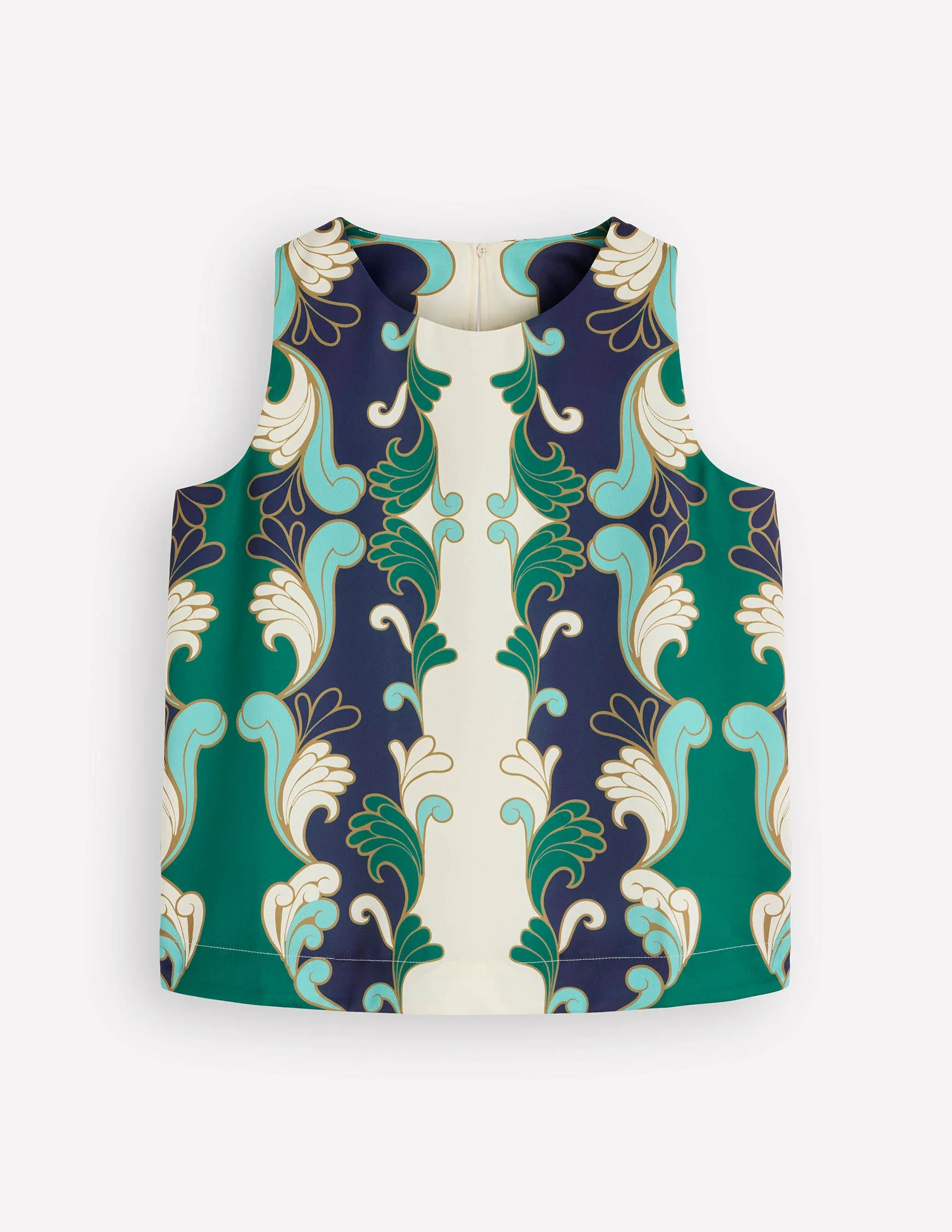 Relaxed Sleeveless Shell Top-Ivory, Foliage Whirl - Image 8